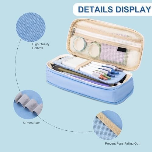 Large Storage Pencil Case   Zippered Pen Bag, Big Capacity Pouch Organizer for O5