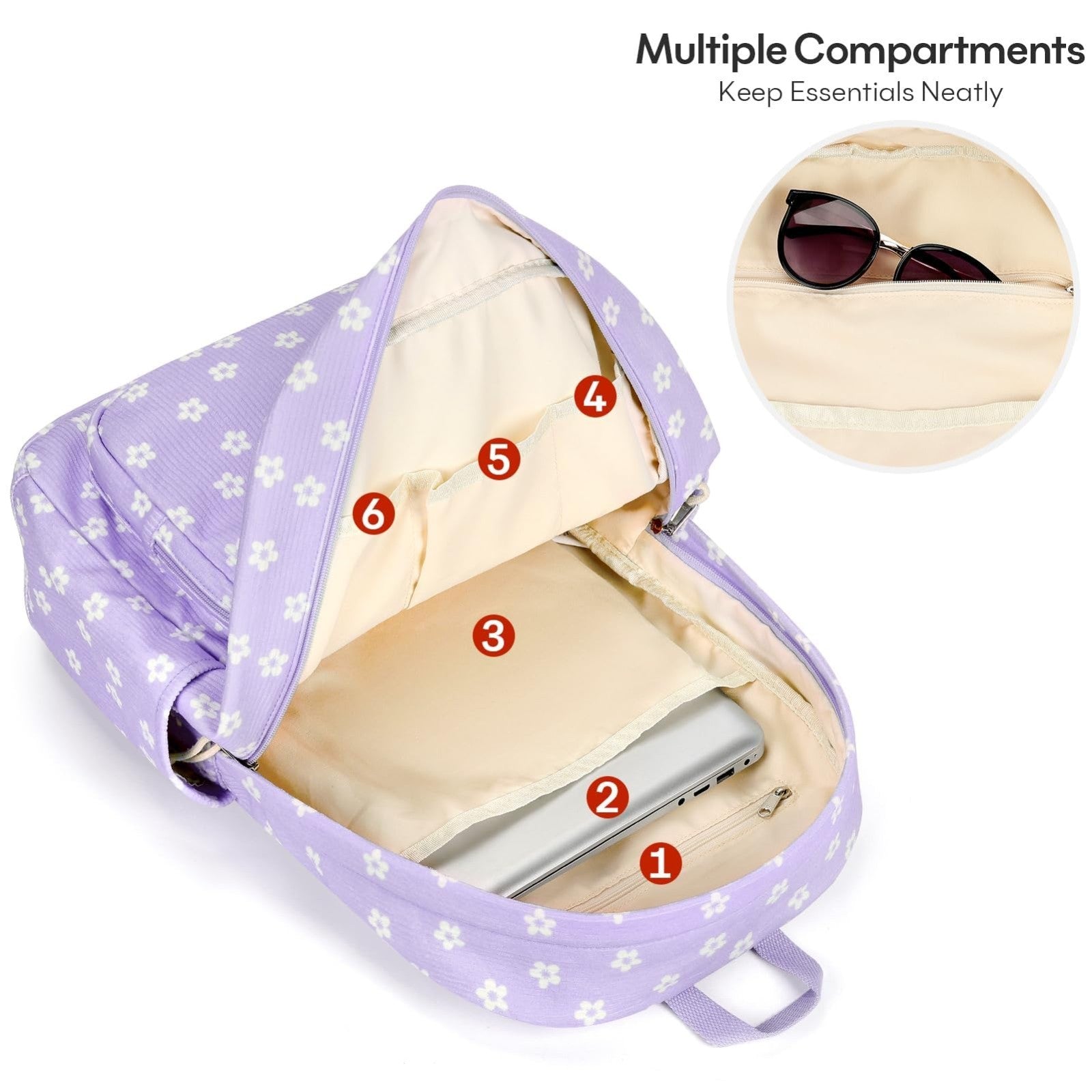 Stylish Preppy Corduroy Kids Backpack, Cute School Bookbag for Girls, Durable &3
