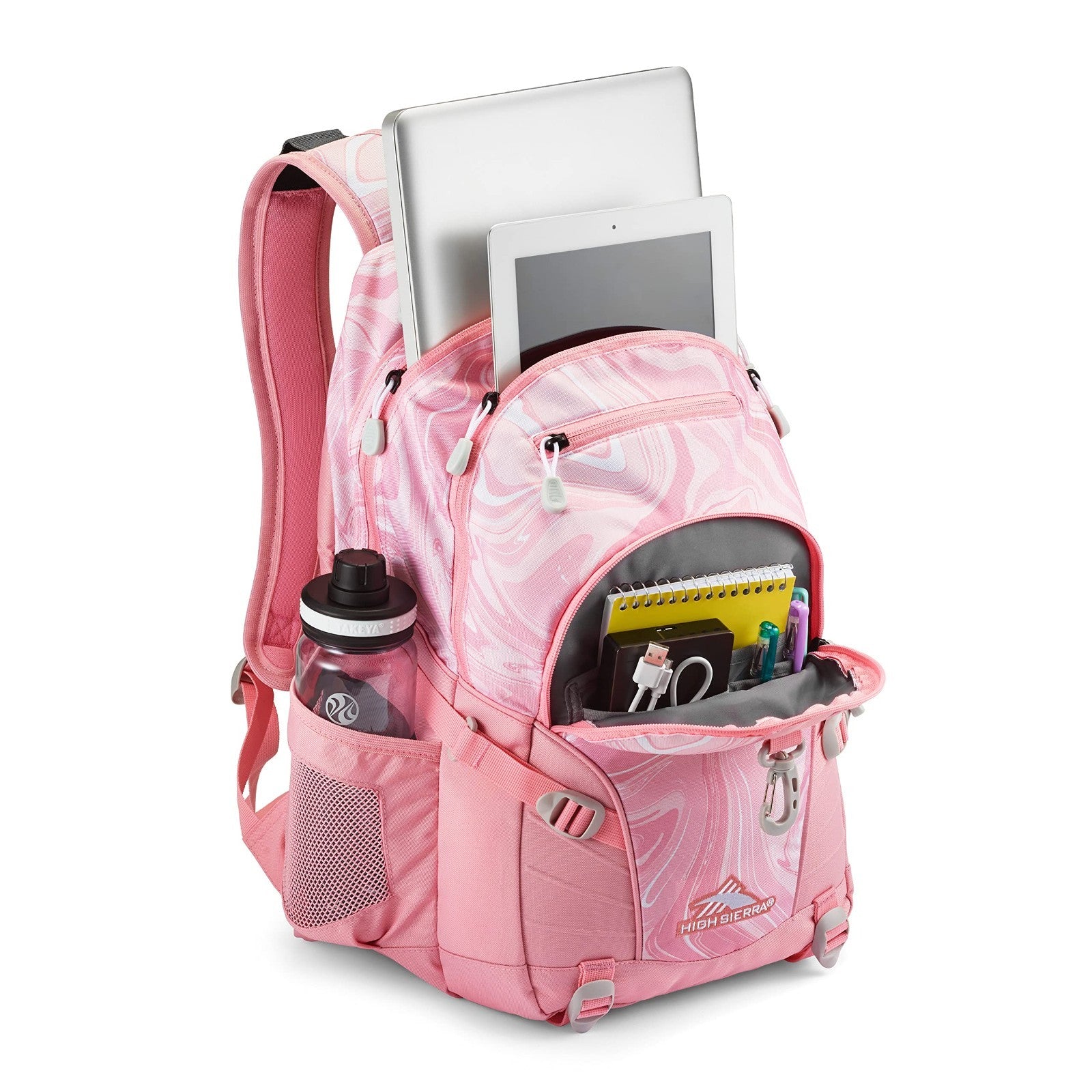 Versatile Pink Marble Backpack for Travel & Work, Tablet Sleeve, One Size3