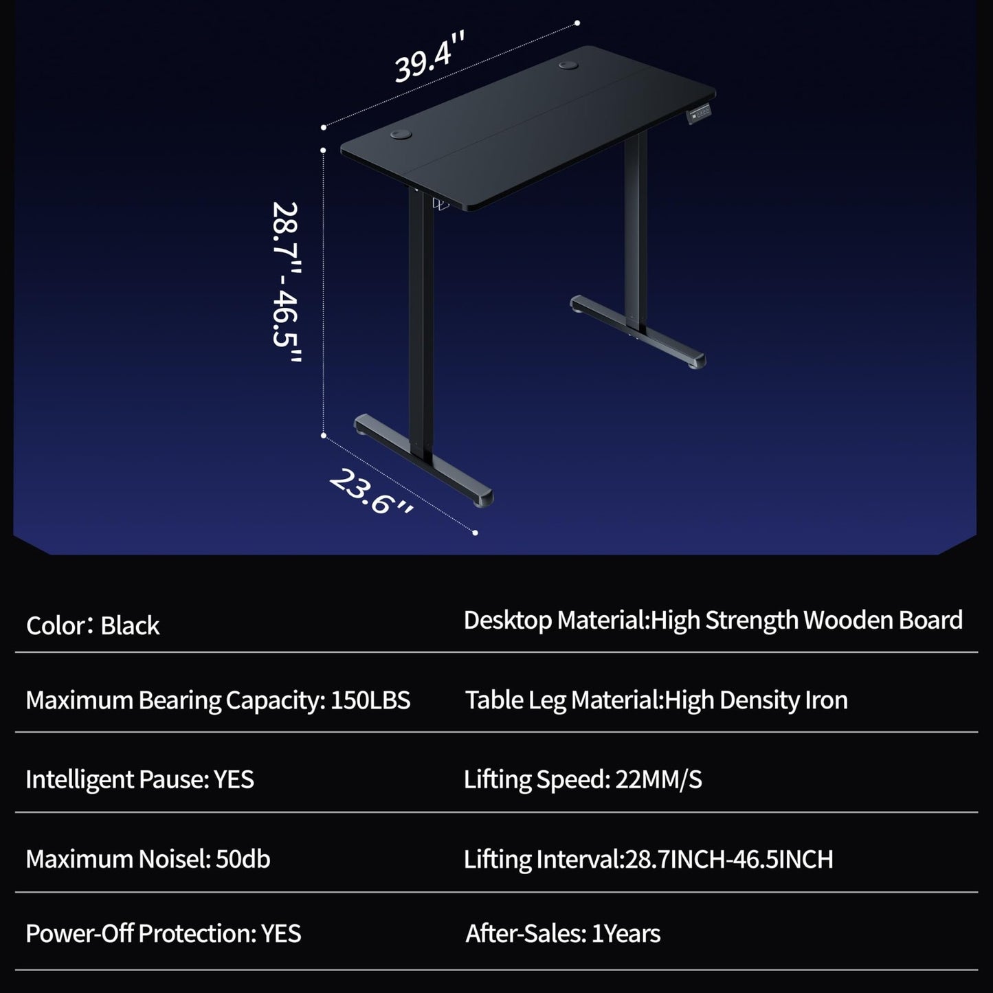 Height Adjustable Electric Standing Desk - Ergonomic Sit Stand Workstation 40x241