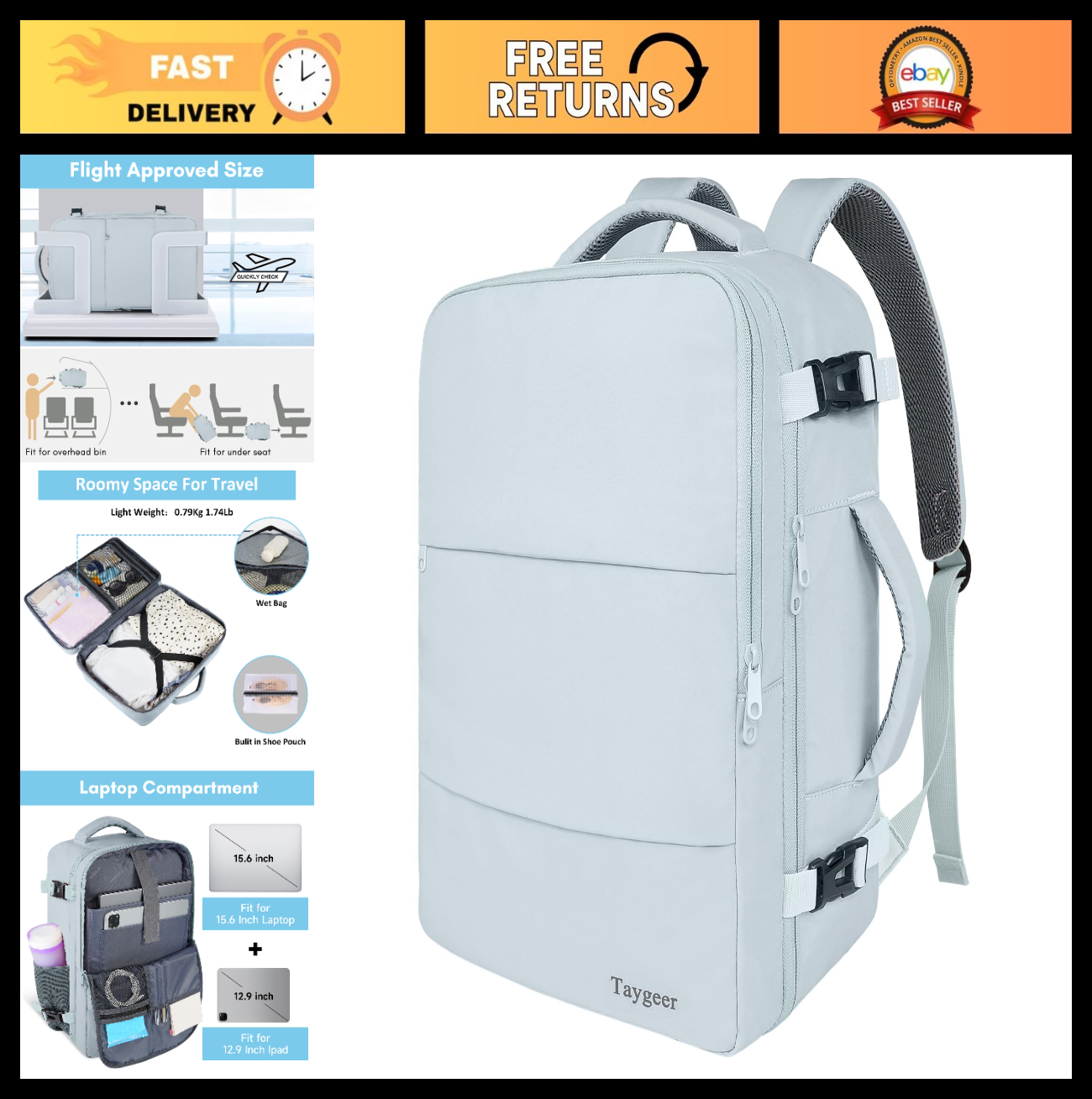 35L Underseat Travel Backpack for Women | Airline Approved Bag with Shoe Compart0