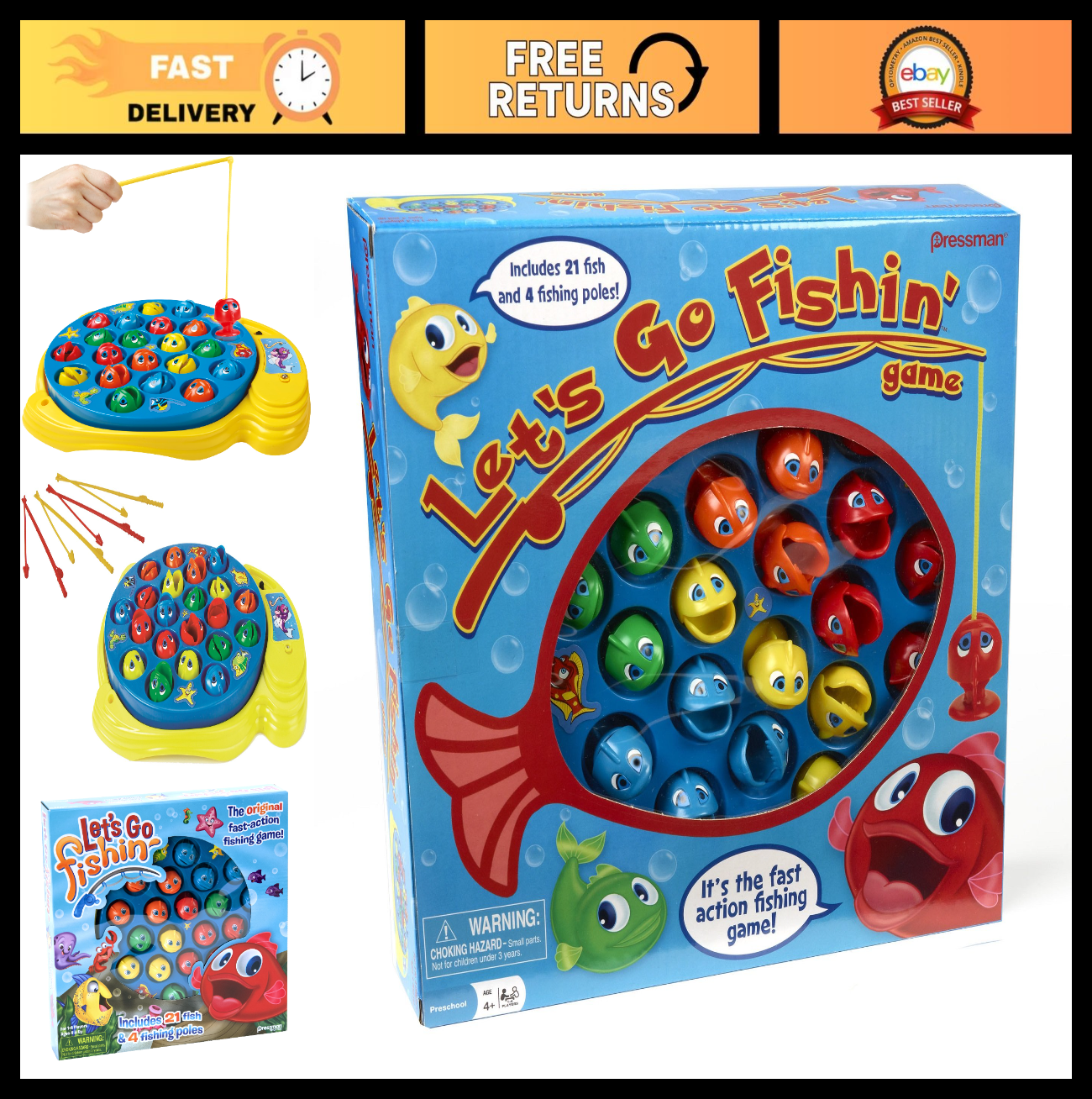Fast Action Fishing Game for Kids   1 4 Players, Fun Family Fishing Game!0