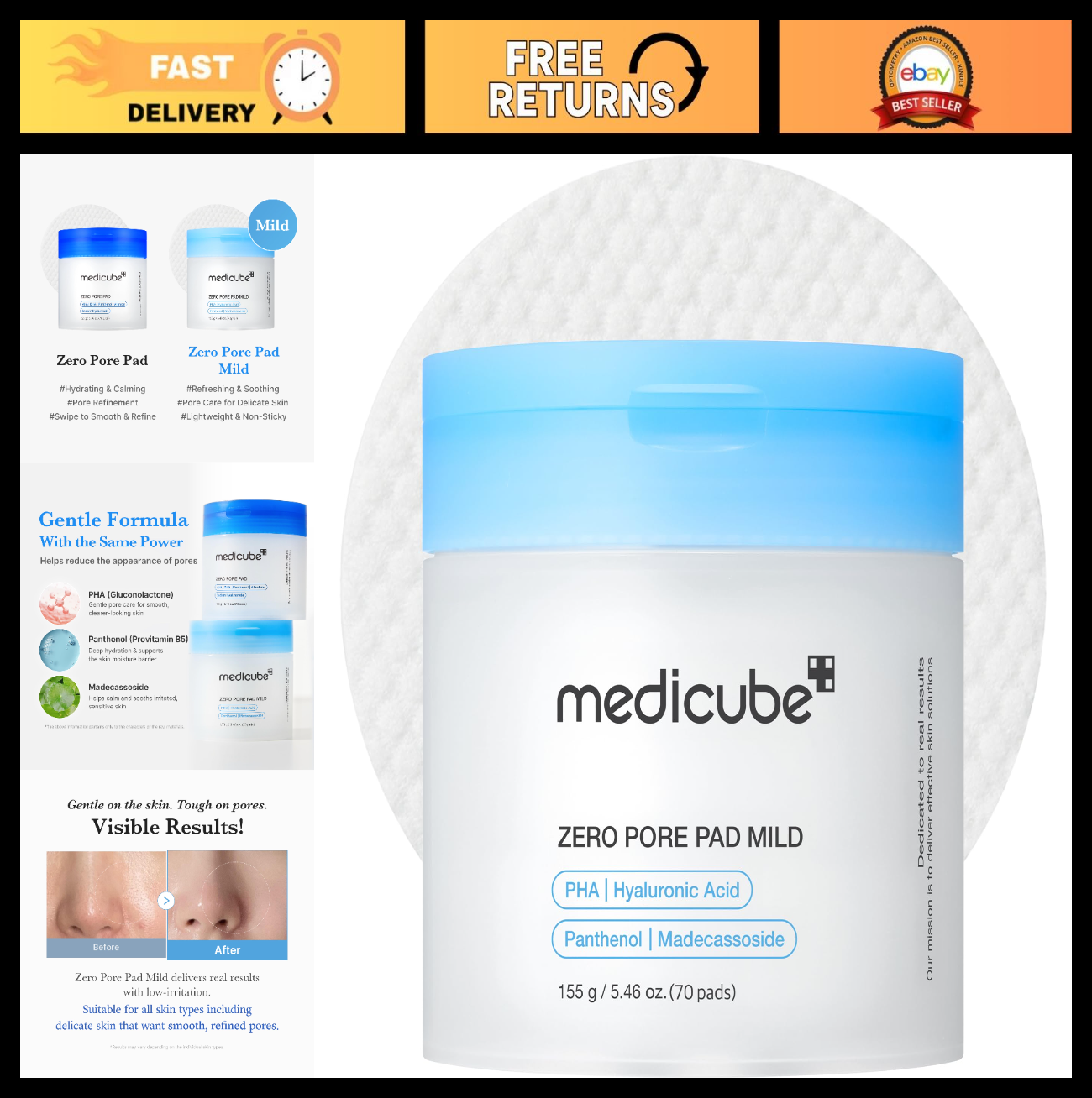 Gentle Exfoliating Toner Pads   Zero Pore Pad Mild 2.0 for Clear Skin Care0