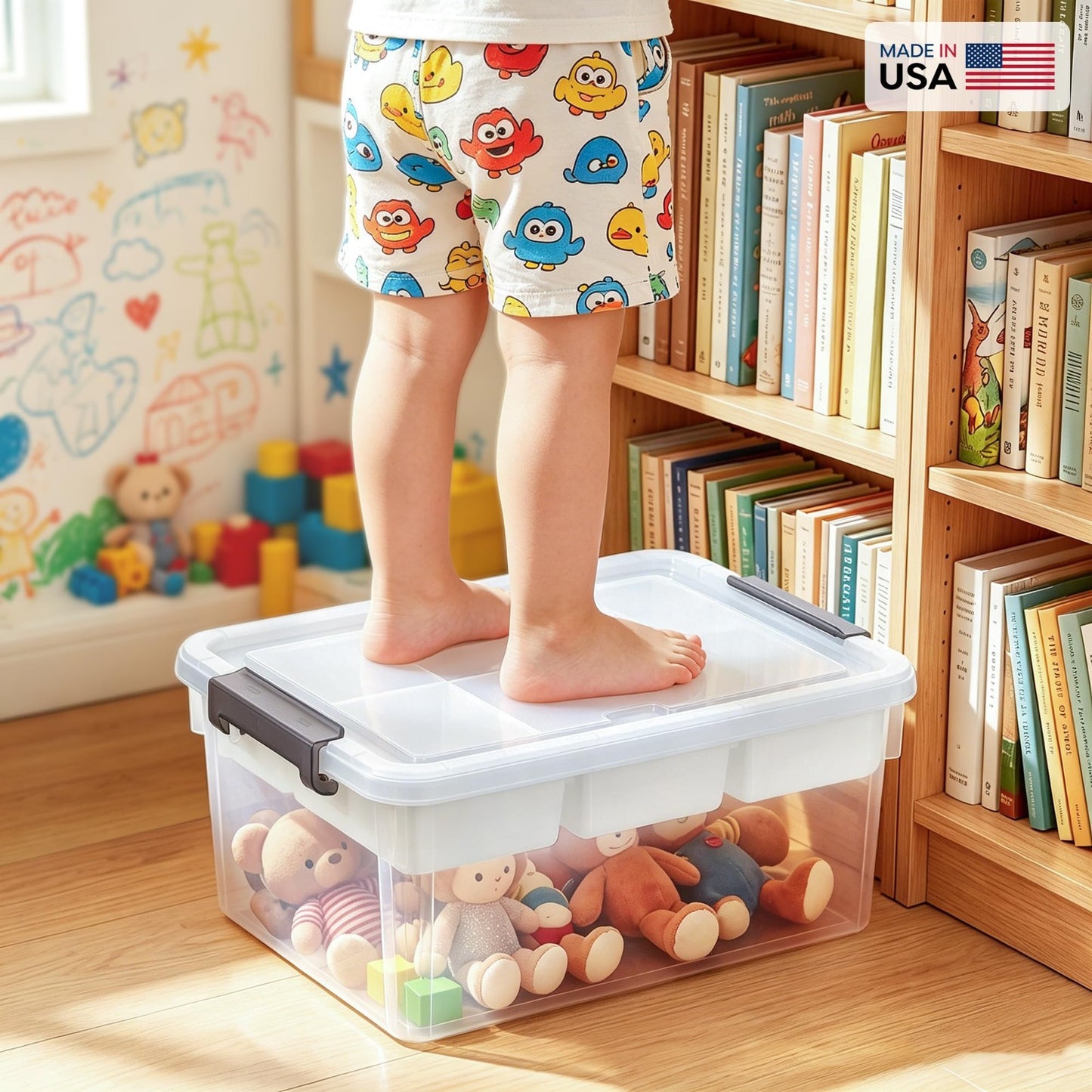 Clear Craft Organizer 17QT Storage Box with Removable Tray   Ideal for Crafts &8