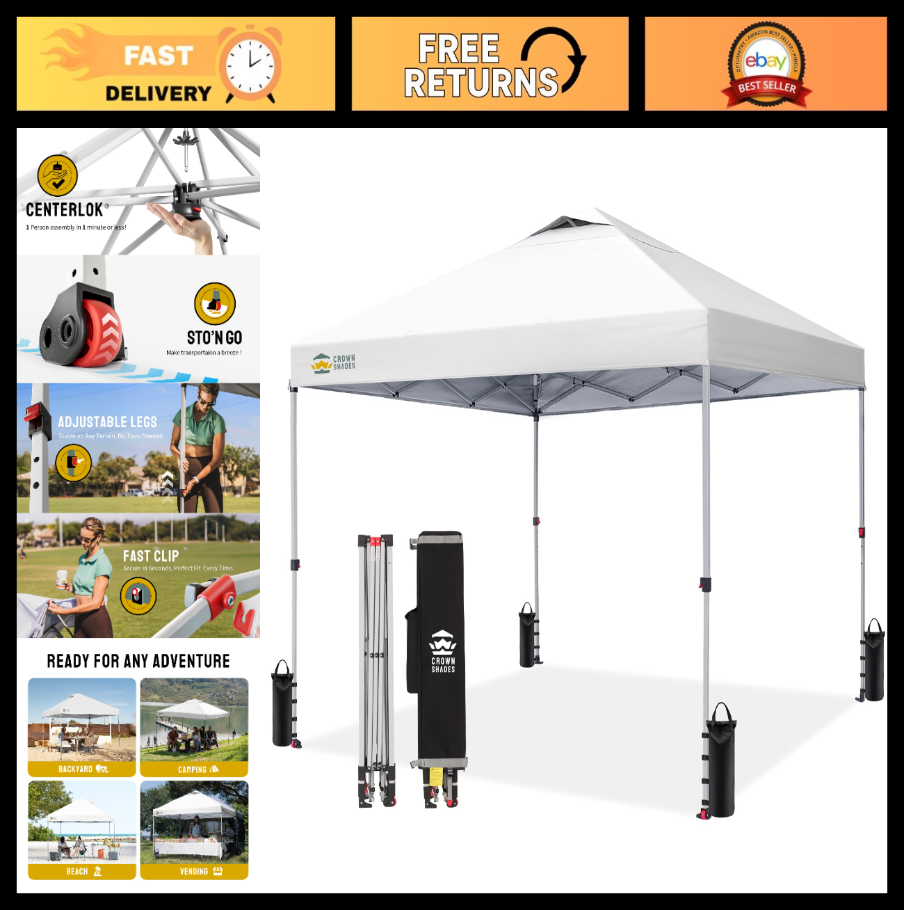 12x12 Pop Up Canopy Tent   One Push Setup, Easy Outdoor Sun Shade, Portable Gaze0