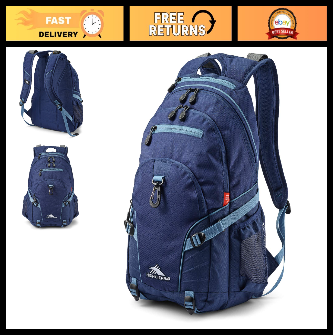 Versatile Travel & Work Backpack with Tablet Sleeve, One Size, True Navy/Graphit0