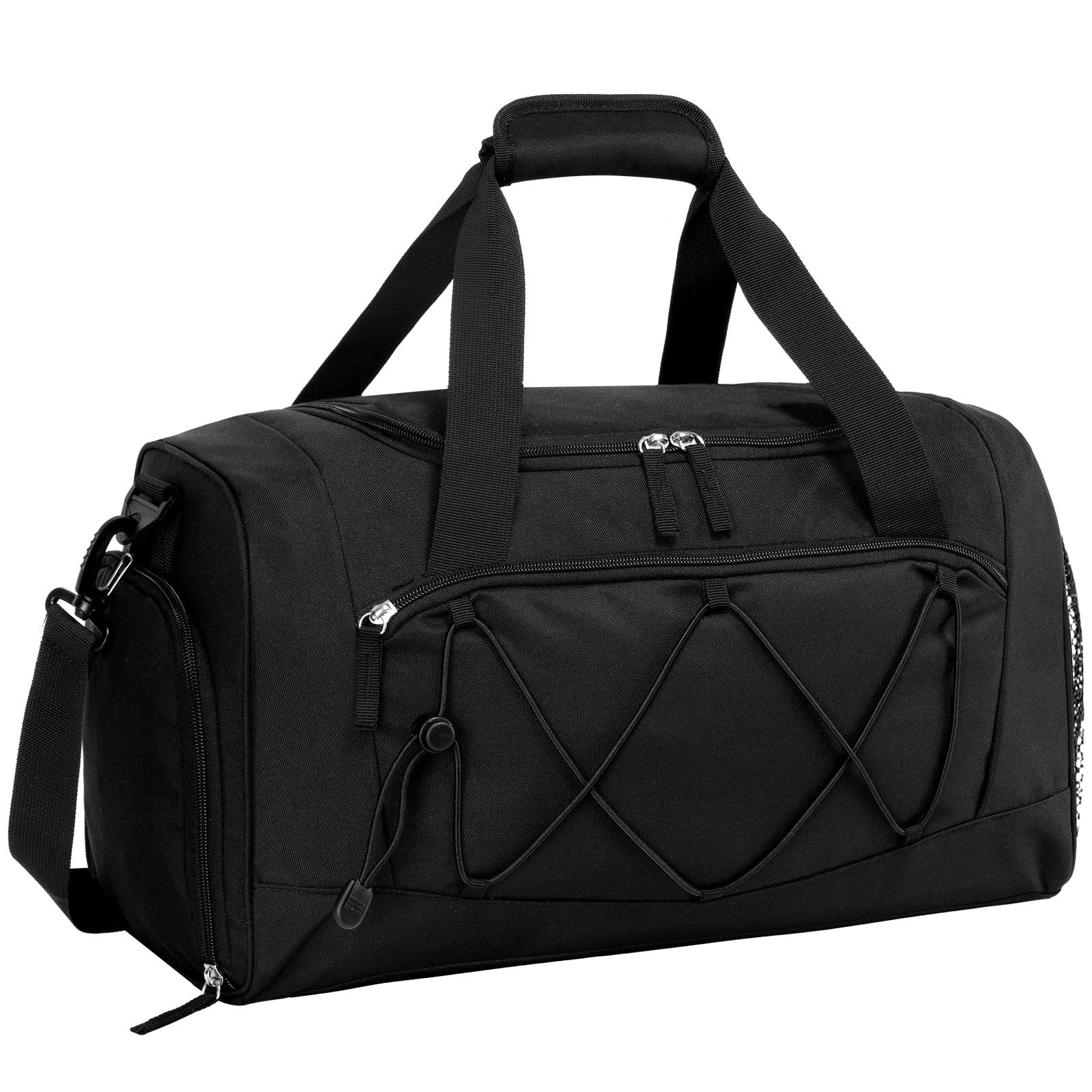 18" Structured Gym Bag with Shoe Compartment, Waterproof Sports Tote, Black1