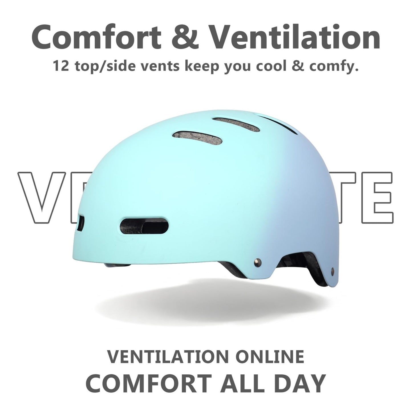 Multi-Sport Helmet for Skateboard, Bike, Scooter - Adjustable, Lightweight, Vent6