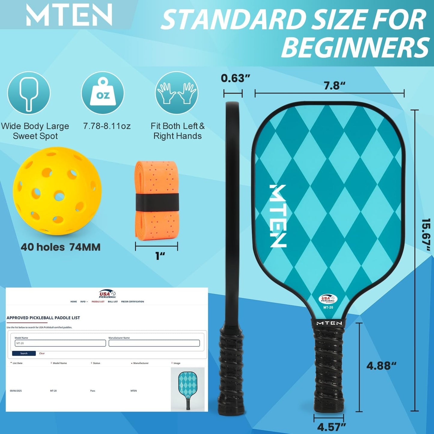 Pickleball Paddle Set of 2/4/1 - USAPA Approved, Lightweight Fiberglass Rackets4