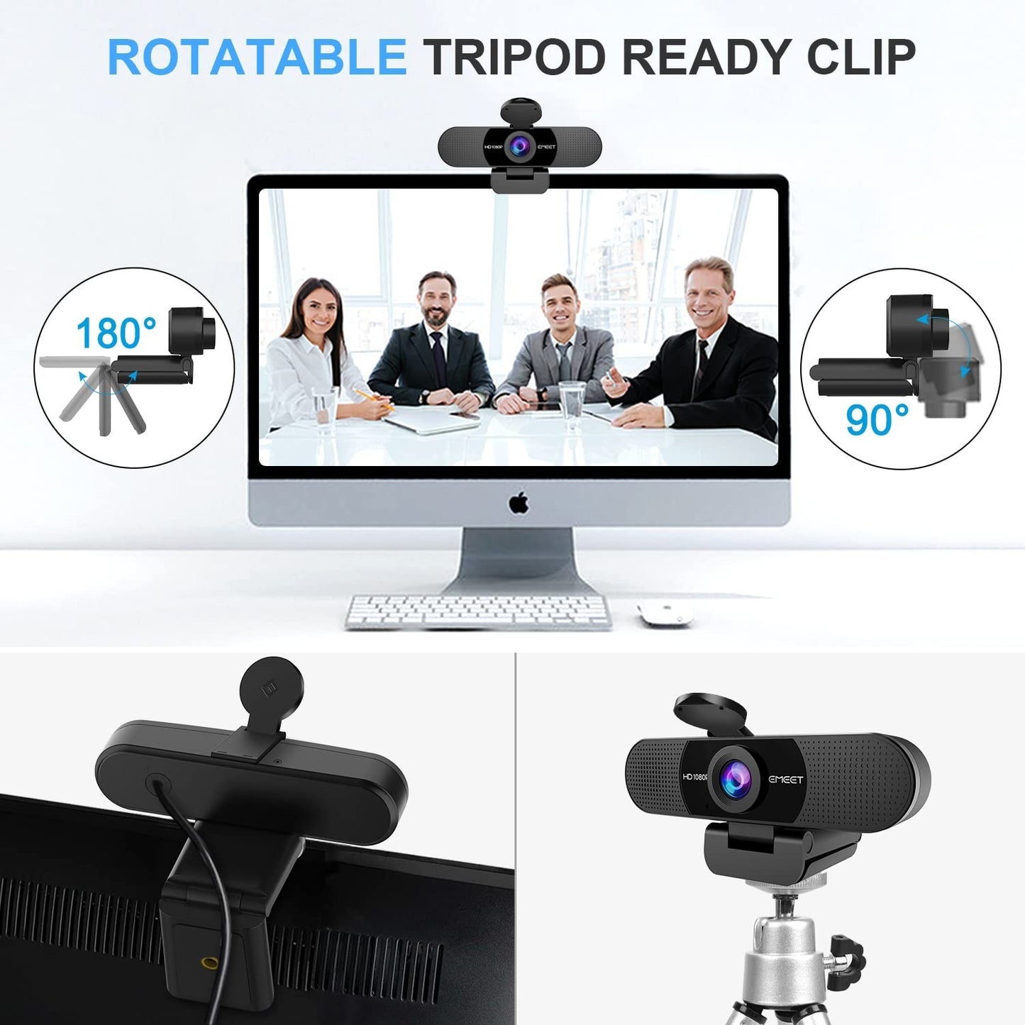 1080P Webcam with Microphone, 90°FOV USB Streaming Camera for Zoom/Teams/YouTube7