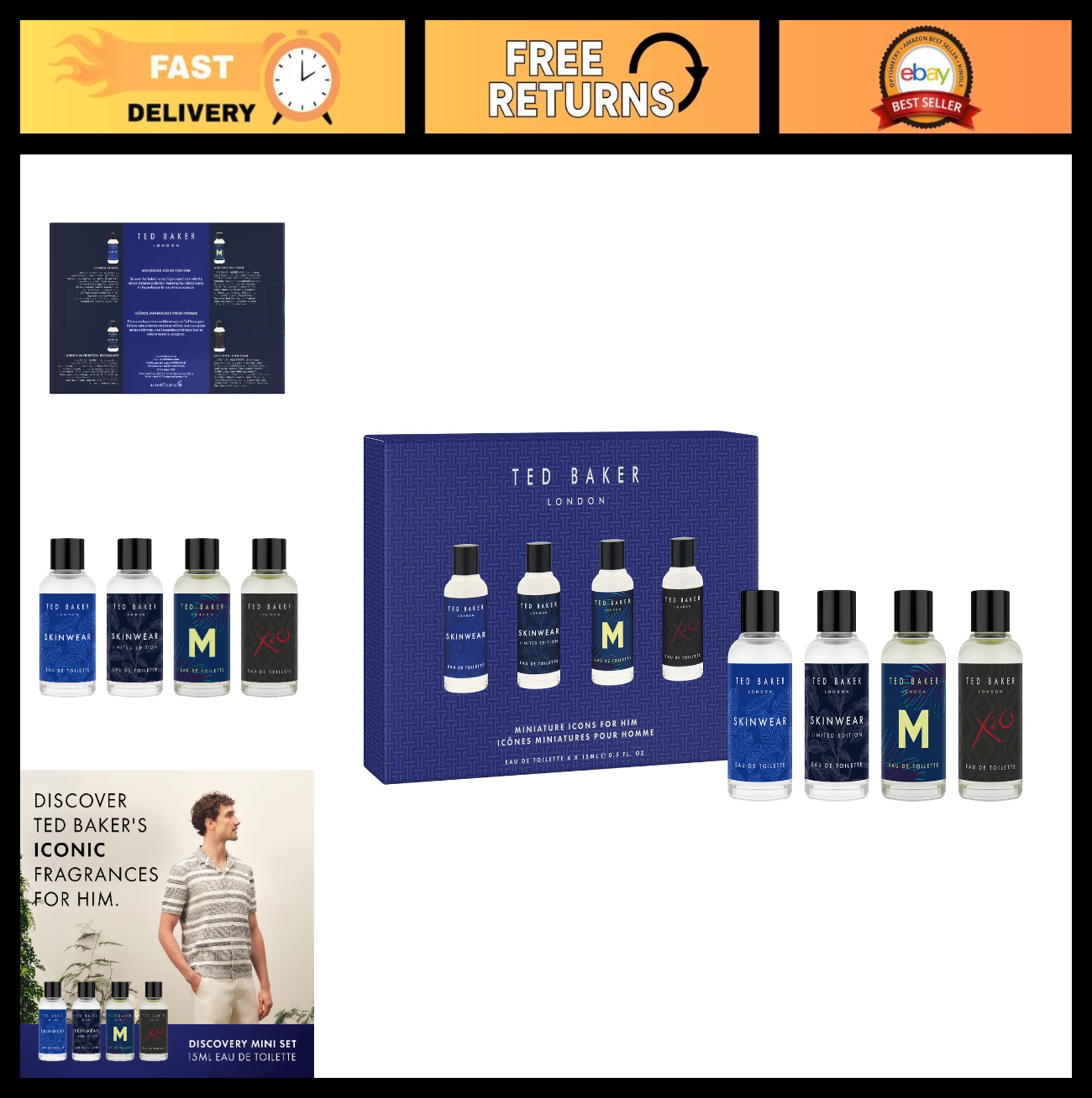 Mini Cologne Gift Set for Him - Travel Friendly 4x15ml Fragrances, Perfect for T0