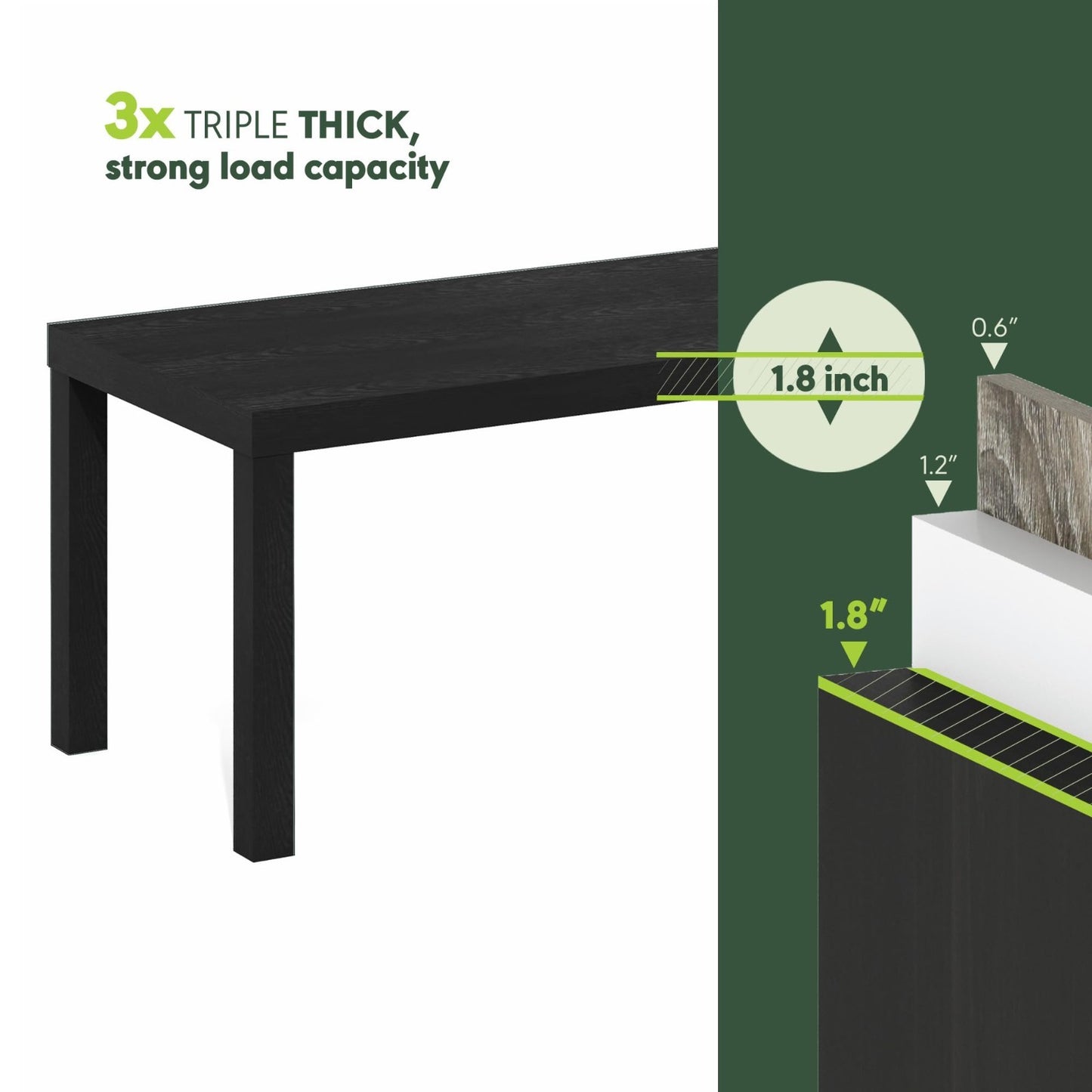 Modern Rectangle Coffee Table - 1.8" Thick Top, Stylish Side Table for Living Ro3