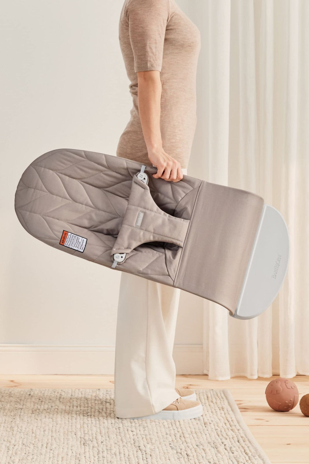 Cozy Baby Bouncer Bliss - Soft Cotton Petal Quilt, Sand Gray, Infant Seat8