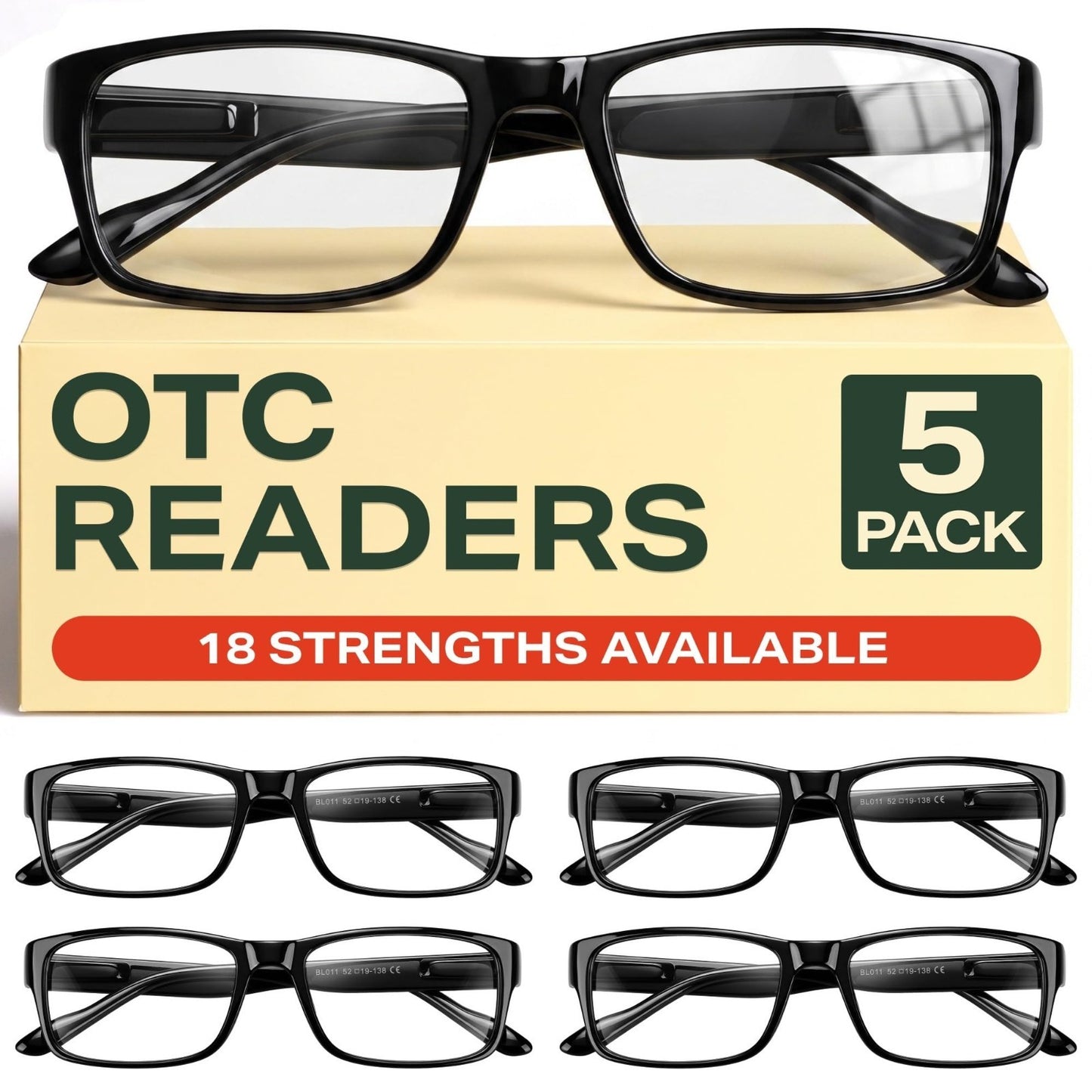 2.5x Professional Reading Glasses - Blue Light Blocking Computer Readers - Value1