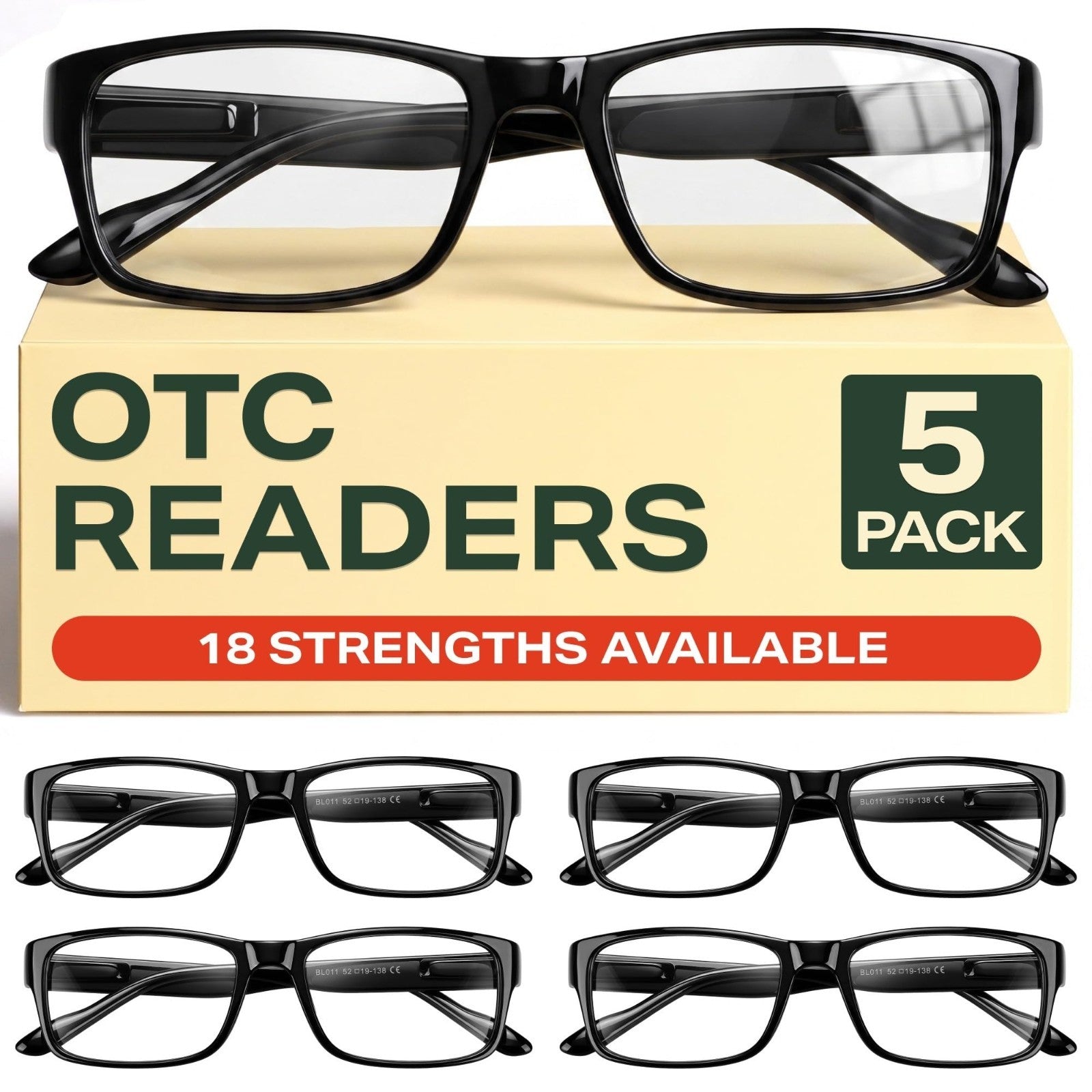 2.5x Professional Reading Glasses - Blue Light Blocking Computer Readers - Value1