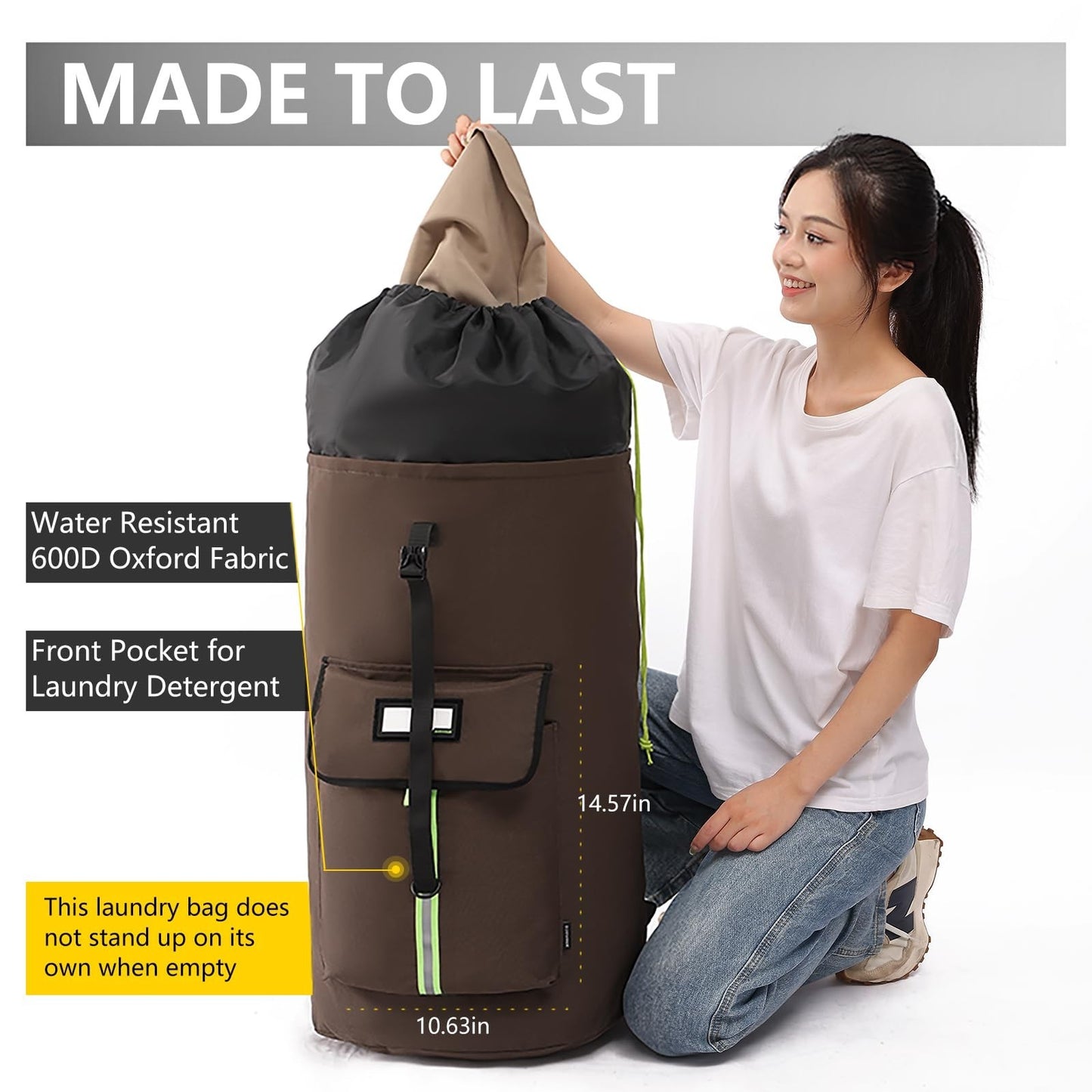 Extra-Large Heavy Duty Laundry Backpack Bag with Drawstring Closure - Ideal for3