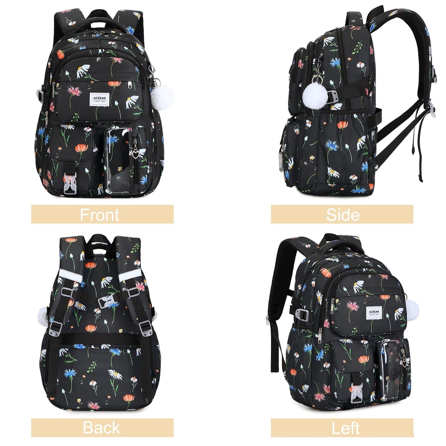 Stylish Girls Backpack with Lunch Bag & Pencil Pouch   Teen School Bookbag, Trav6