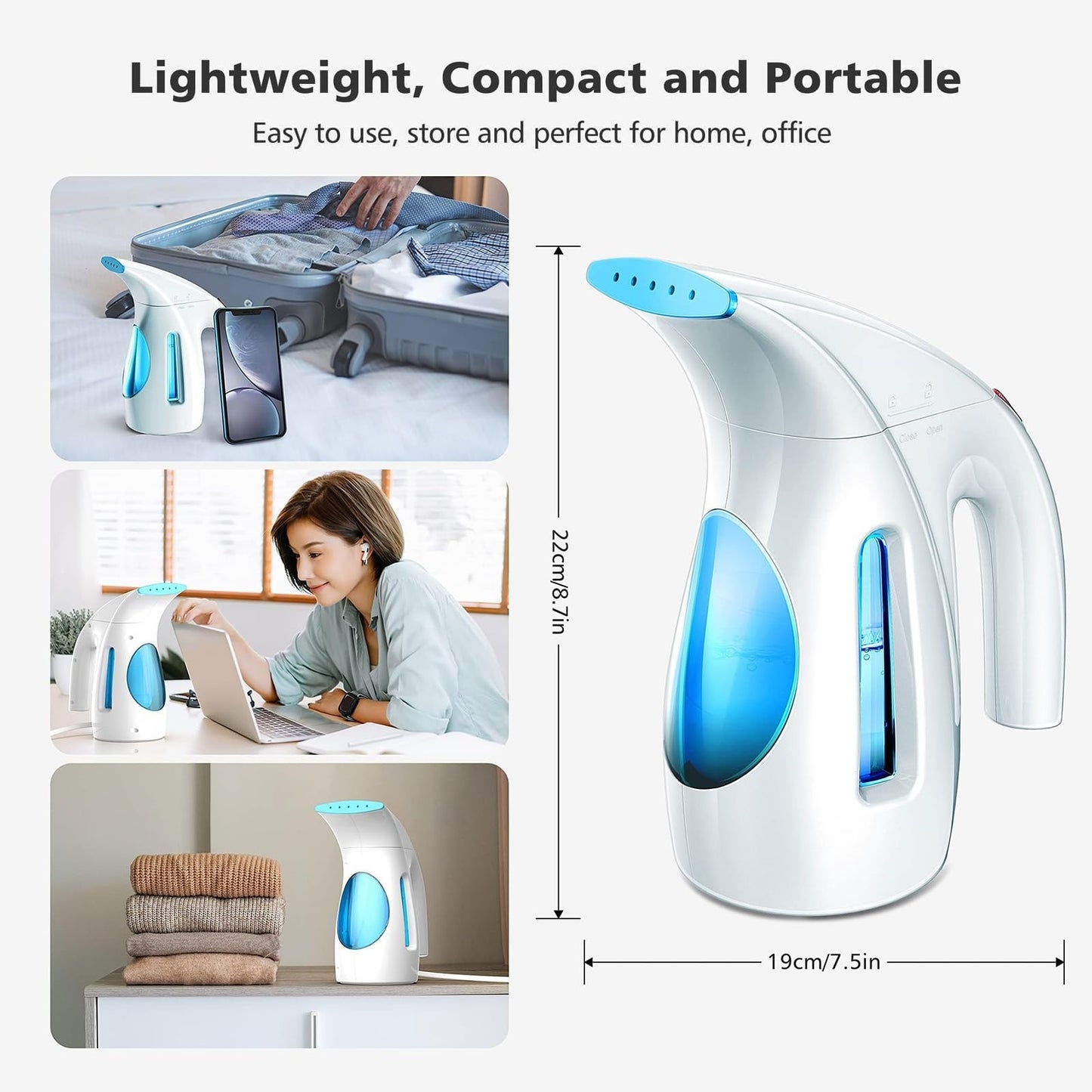 Portable Handheld Clothing Steamer, 240ml Capacity, 700W Power, Quick Wrinkle Re8