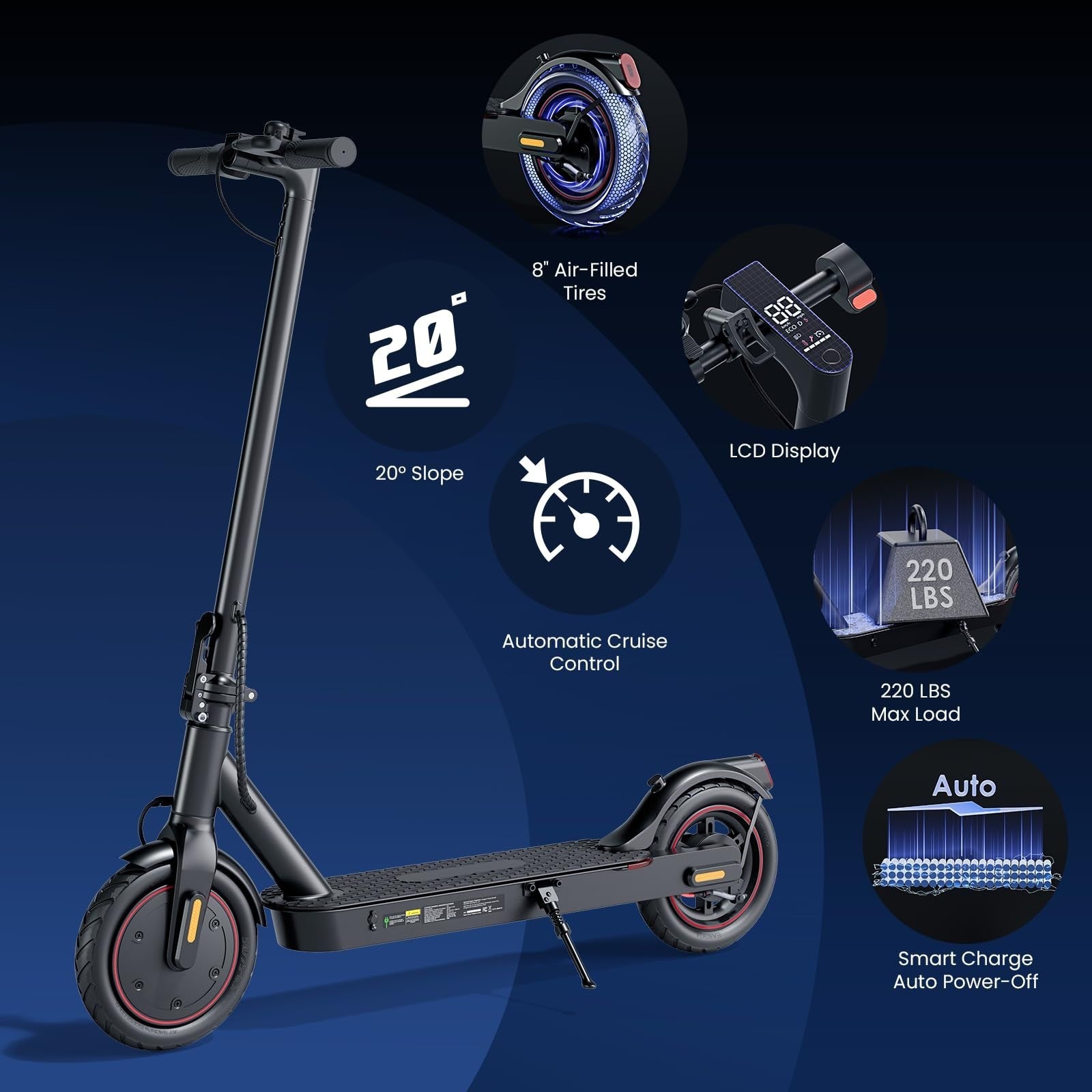 High-Power Electric Scooter for Adults & Teens, 1200W/1000W/500W Motor, 10"/8.5"2