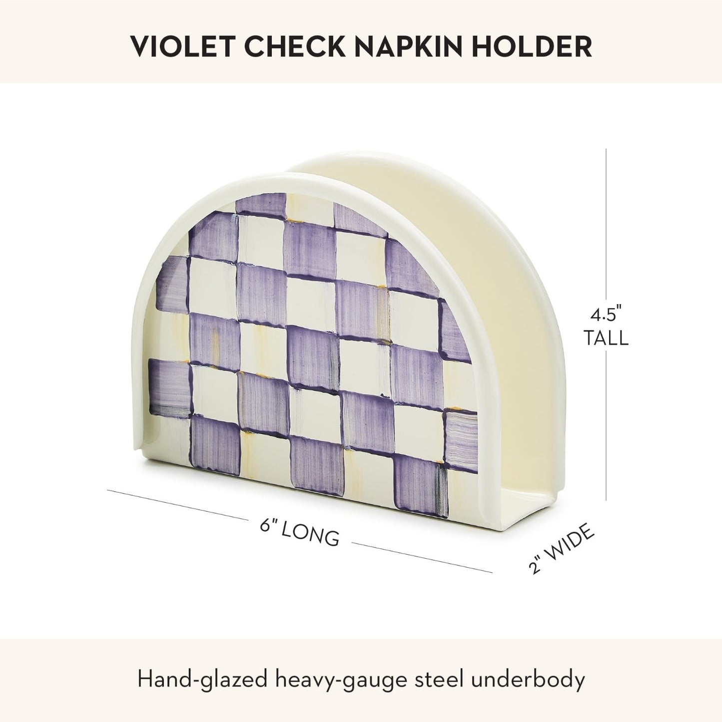 Enamel Napkin Holder for Kitchen - Stylish Purple & White Check Design, Table &2