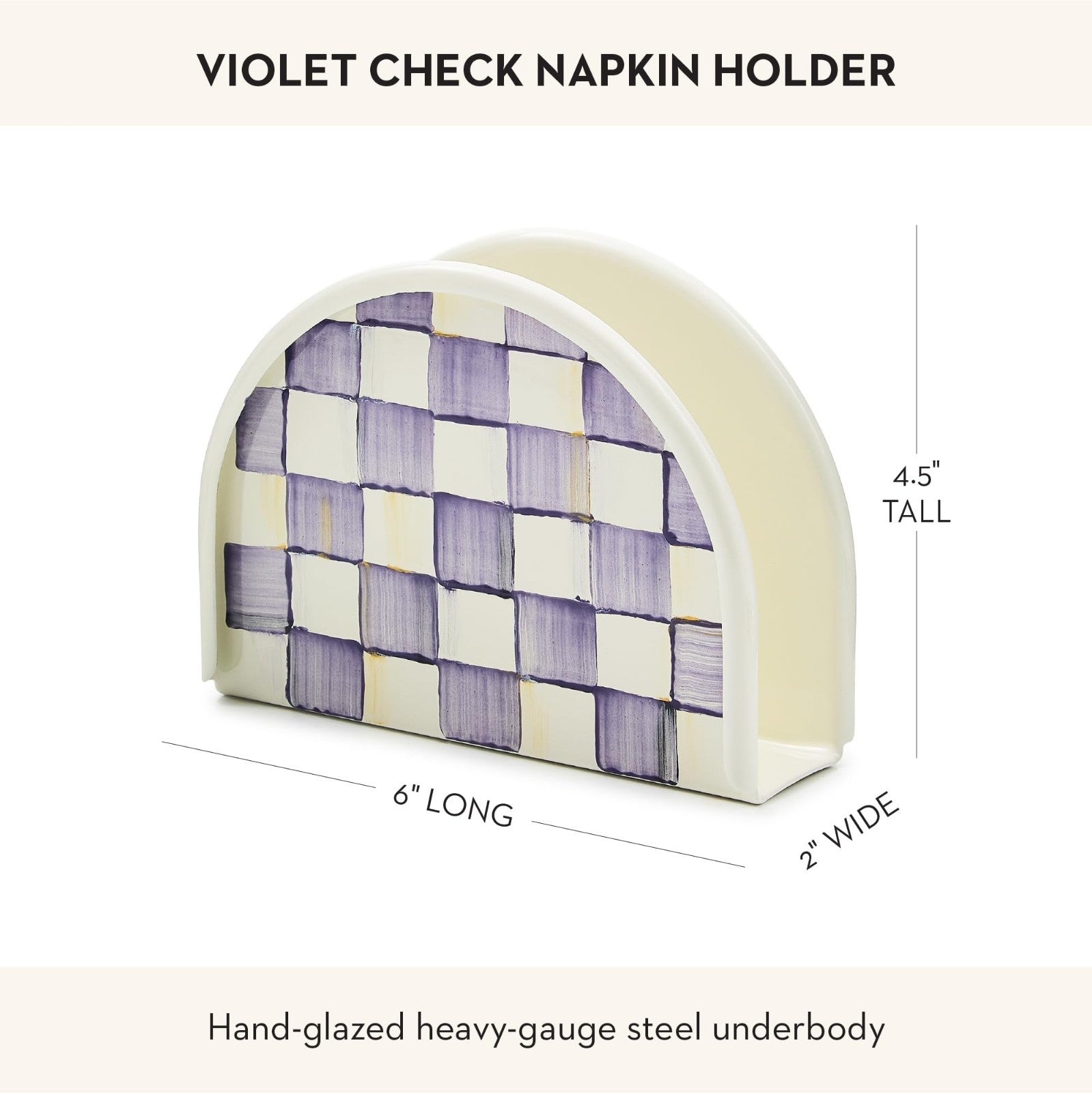 Enamel Napkin Holder for Kitchen - Stylish Purple & White Check Design, Table &2