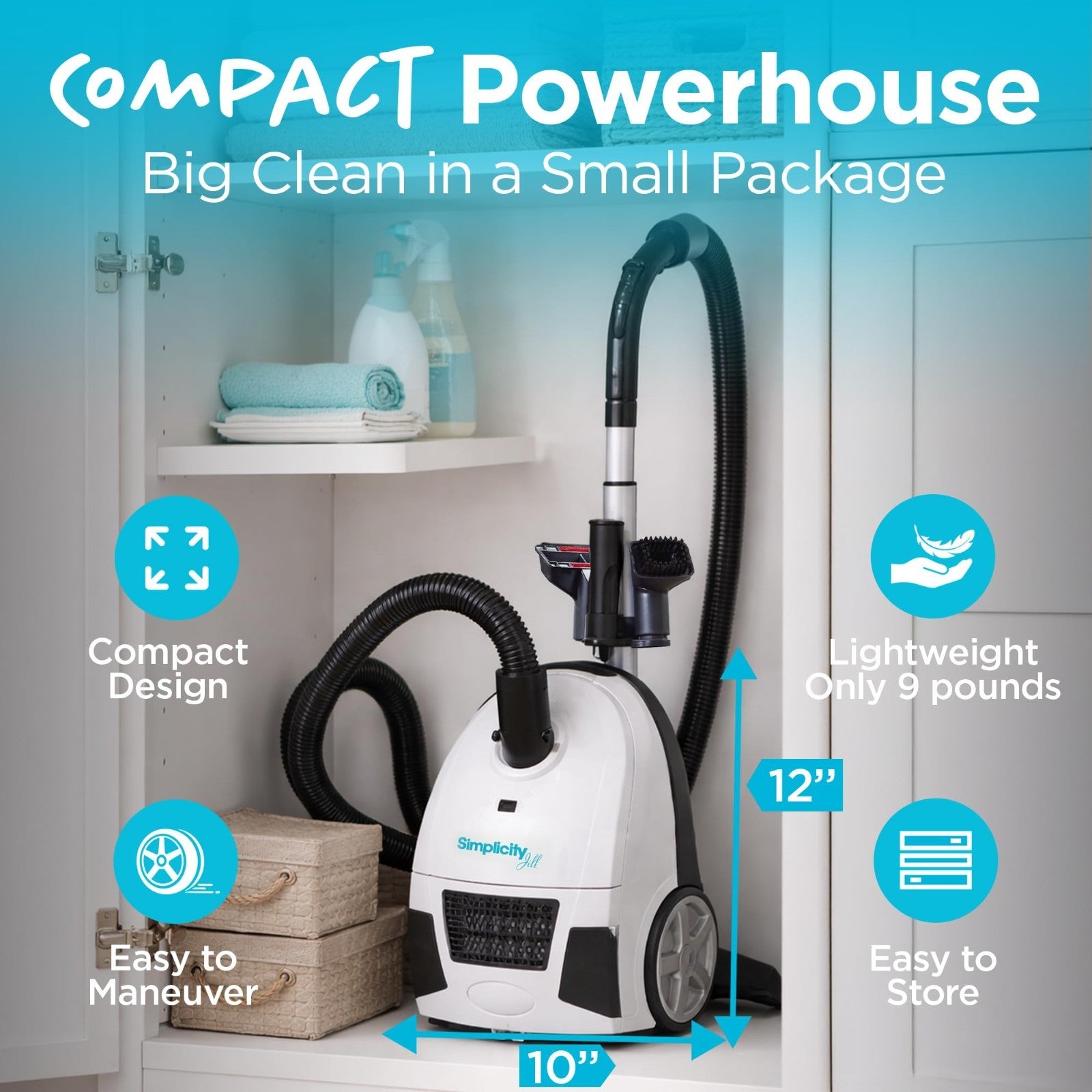 Lightweight Bagged Canister Vacuum Cleaner | HEPA Filter, Adjustable Suction, Fl2