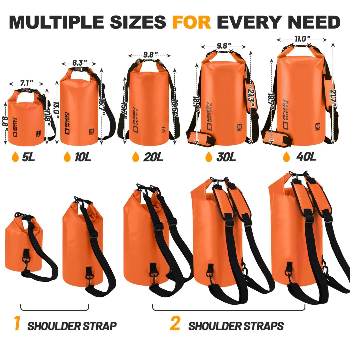 Waterproof Dry Bag 5L-40L Roll Top Lightweight Backpack with Phone Case for Trav2