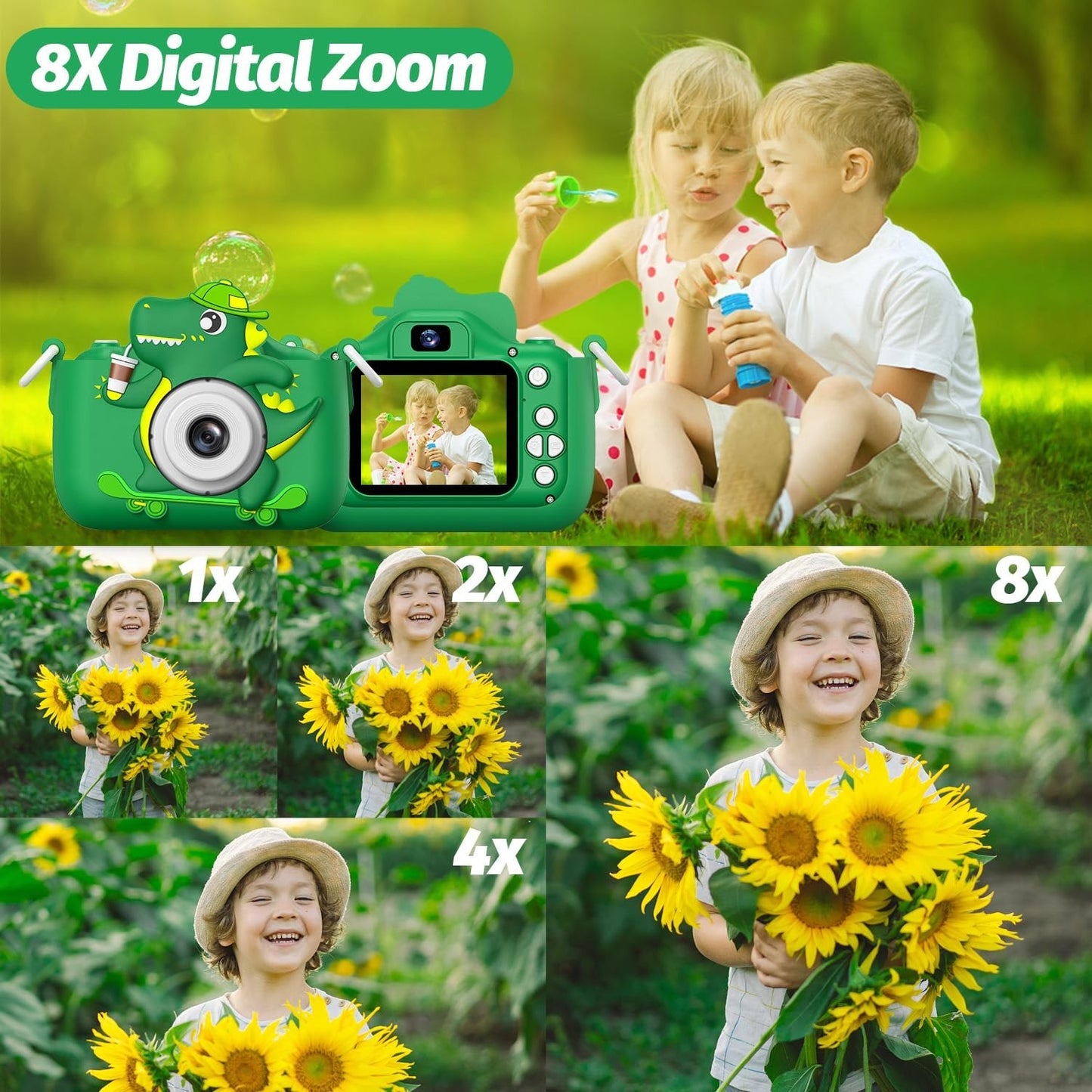 Kids Digital Video Camera for 3 8 Year Olds, Cartoon Soft Cover, Gift Included7