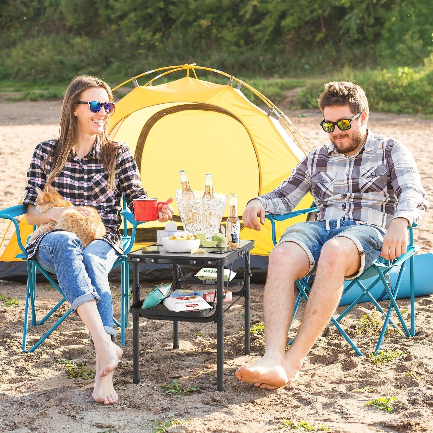 Portable Folding Camping Table 2ft - Lightweight Picnic Desk with Storage Racks3