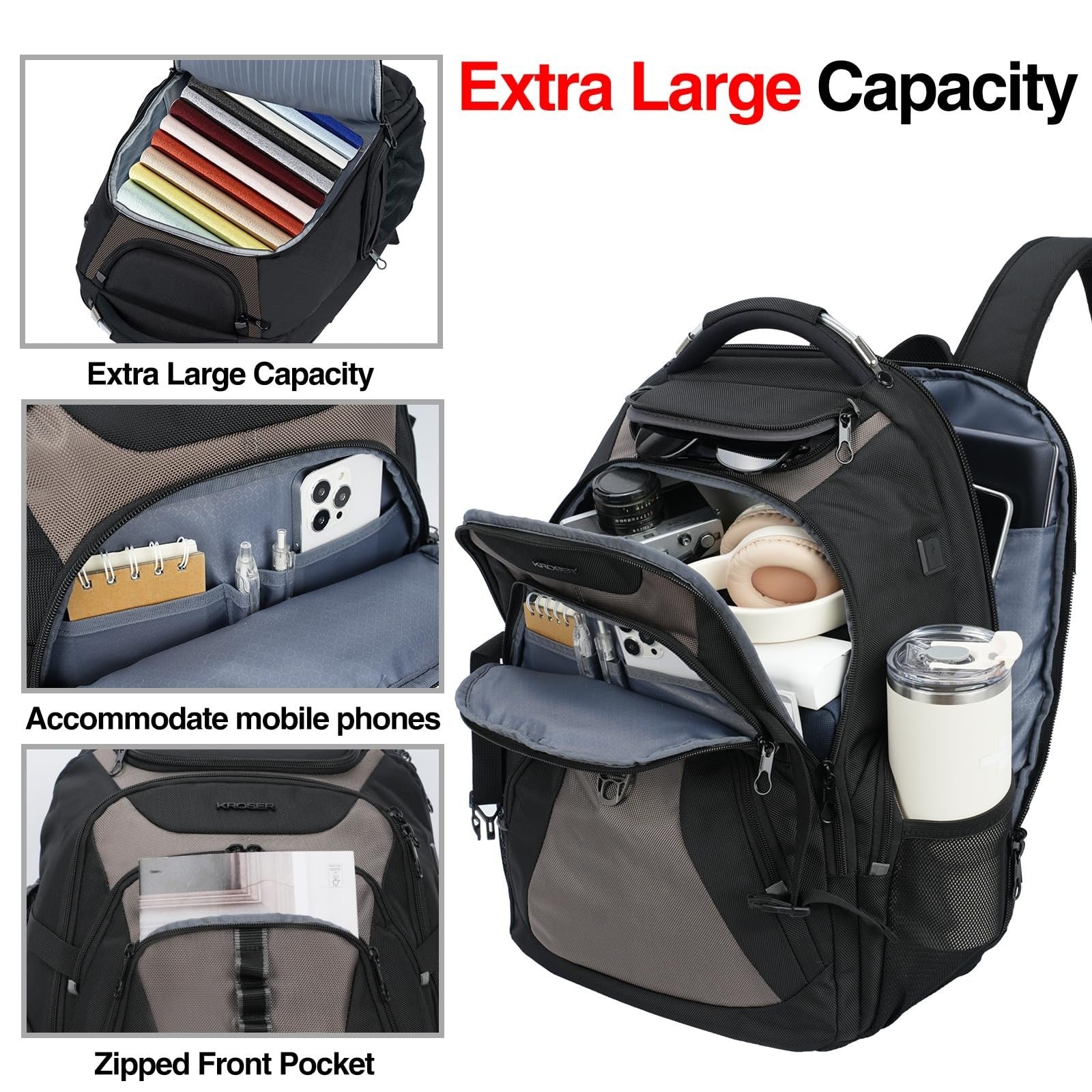 Spacious 18.4" Laptop Backpack for Men & Women   College, Travel, Business Use3