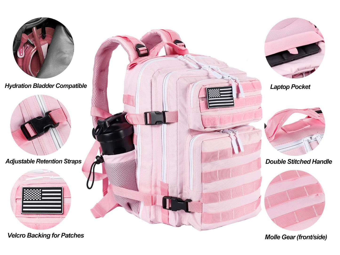 Tactical Military Backpack 25L/35L   Army Assault Pack, Small Rucksack with Bott4