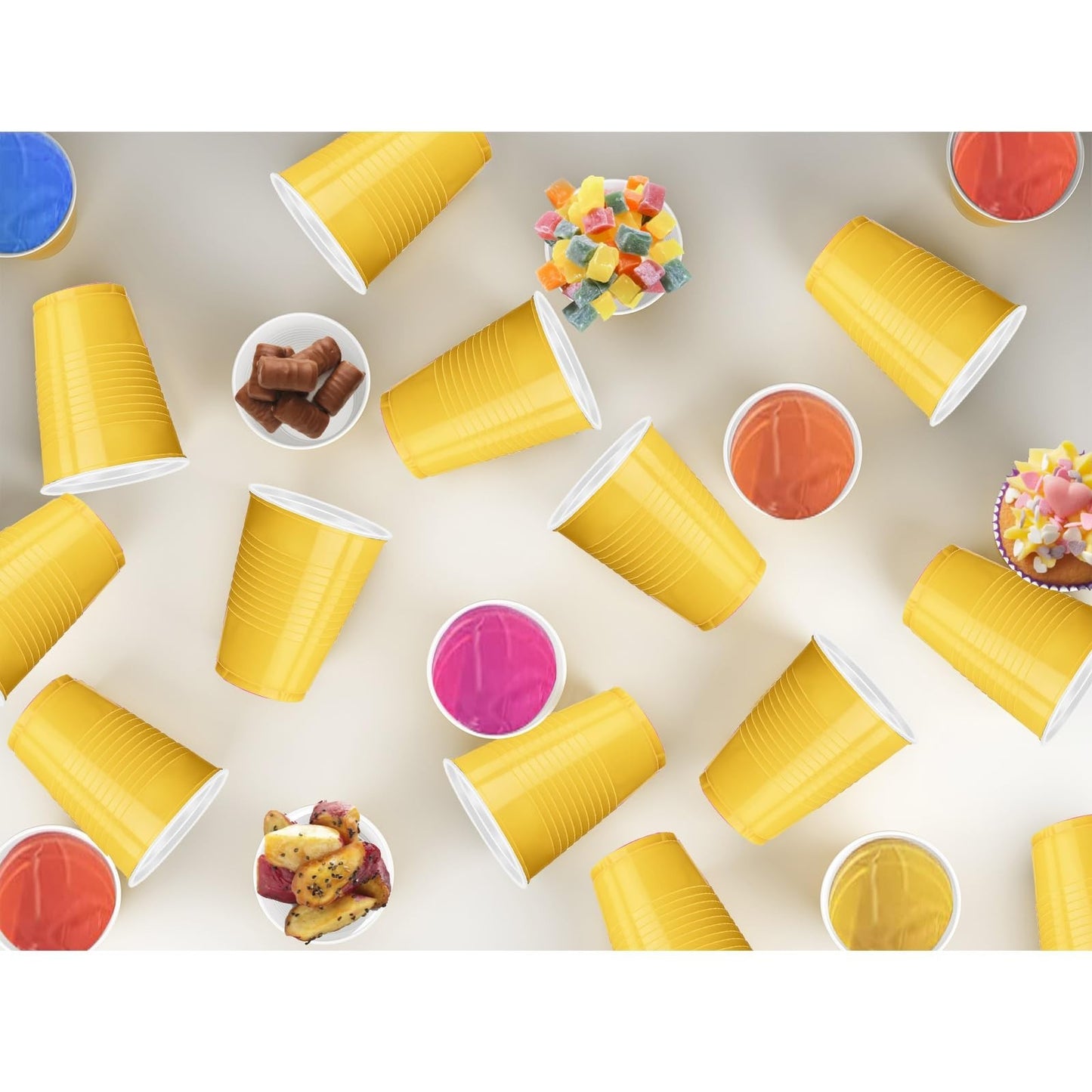 120 Pcs 16 oz Yellow Disposable Plastic Cups for Parties, BBQs, Picnics & Snacks2