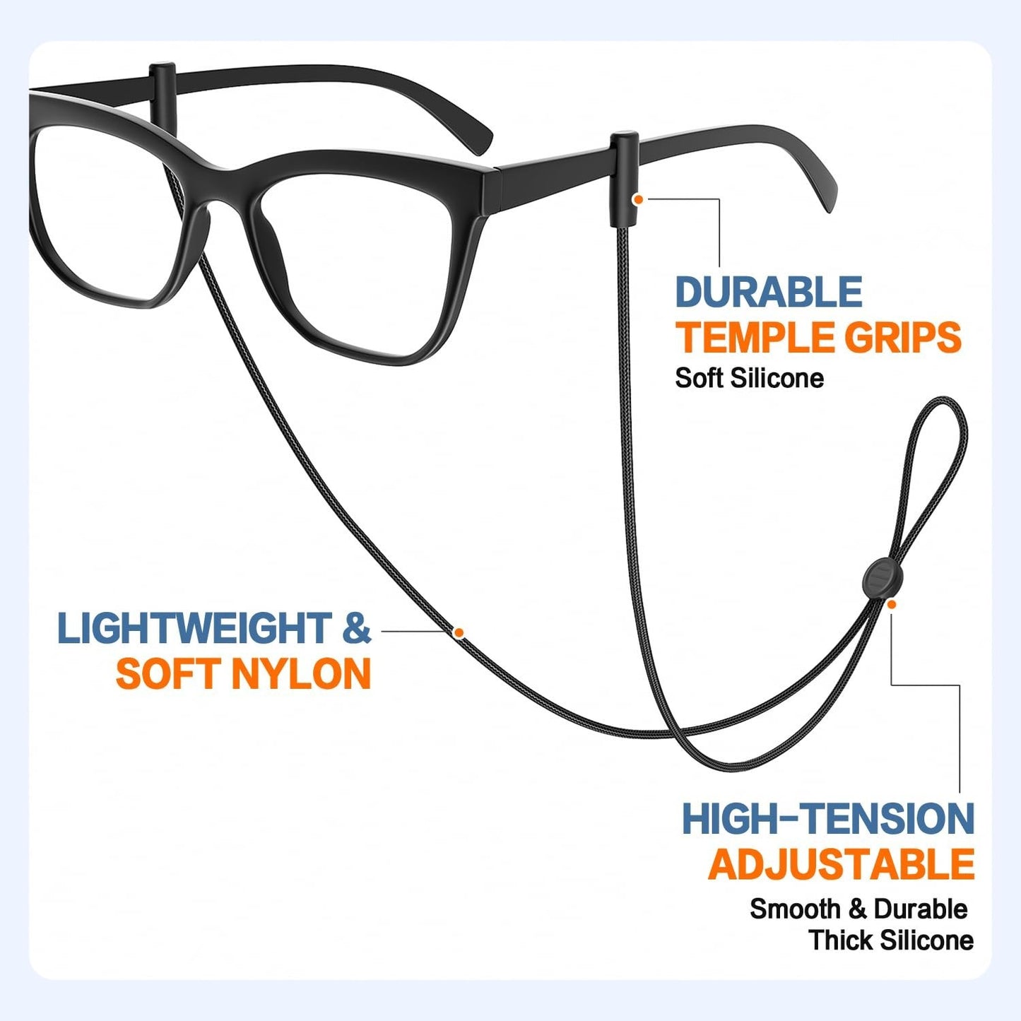 Adjustable Eyeglasses Strap Holder Cord, Sports Glasses Retainer Neck Chain for4