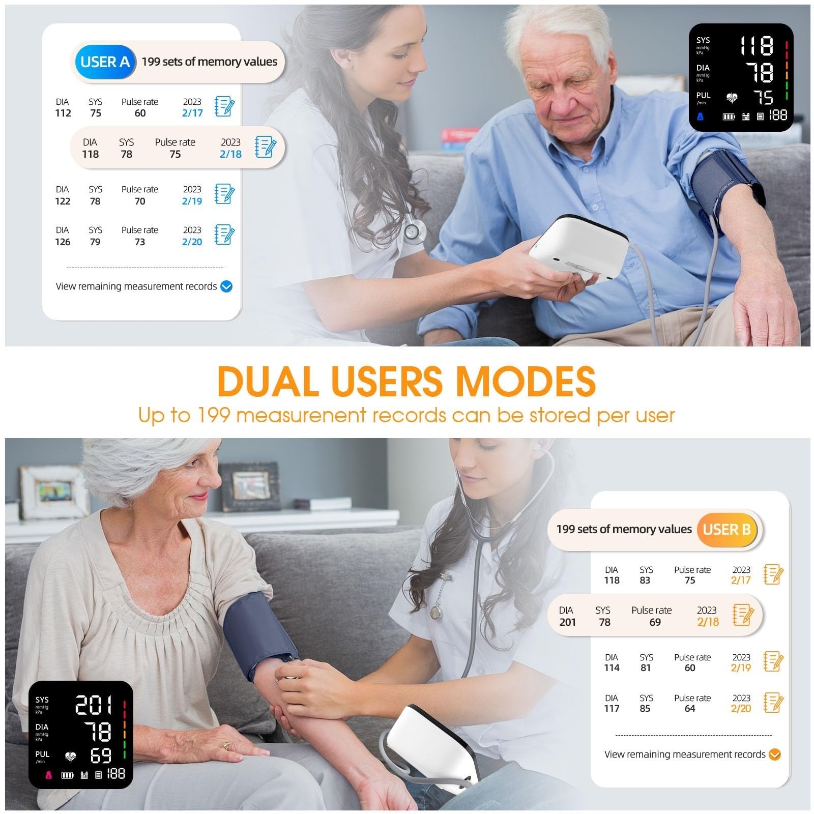 Automatic Upper Arm Blood Pressure Monitor, Large Cuff 9 17", Backlit Screen, Ar3