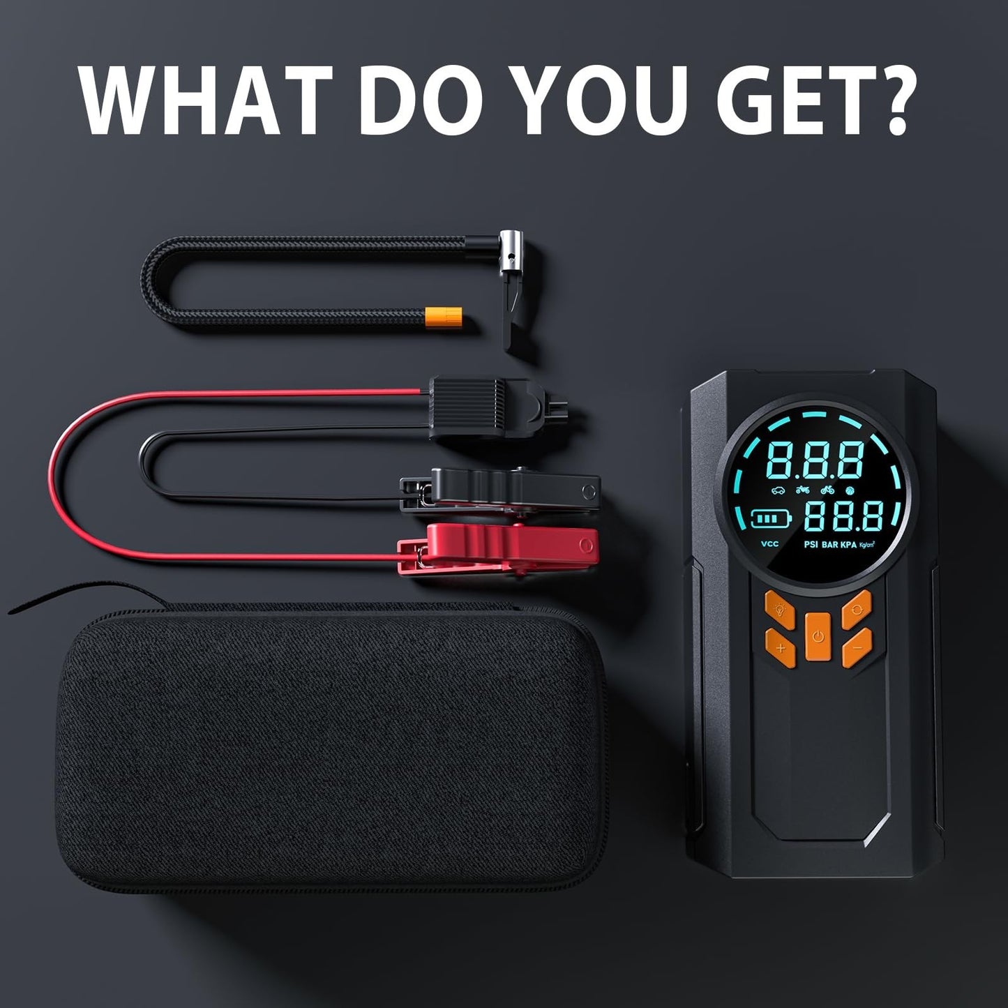 Portable Jump Starter & Air Compressor 5000A 160PSI, 12V Battery Booster, LED Li5