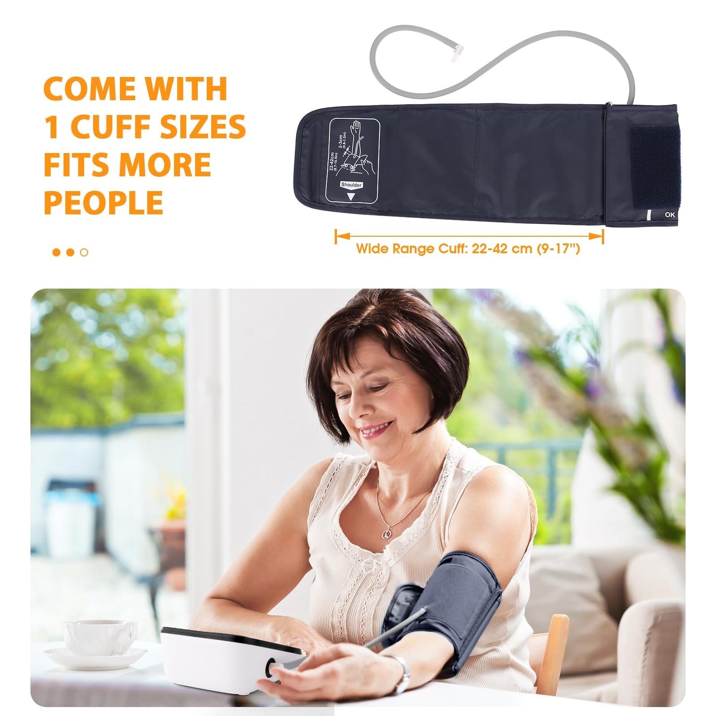 Automatic Upper Arm Blood Pressure Monitor, Large Cuff 9 17", Backlit Screen, Ar5
