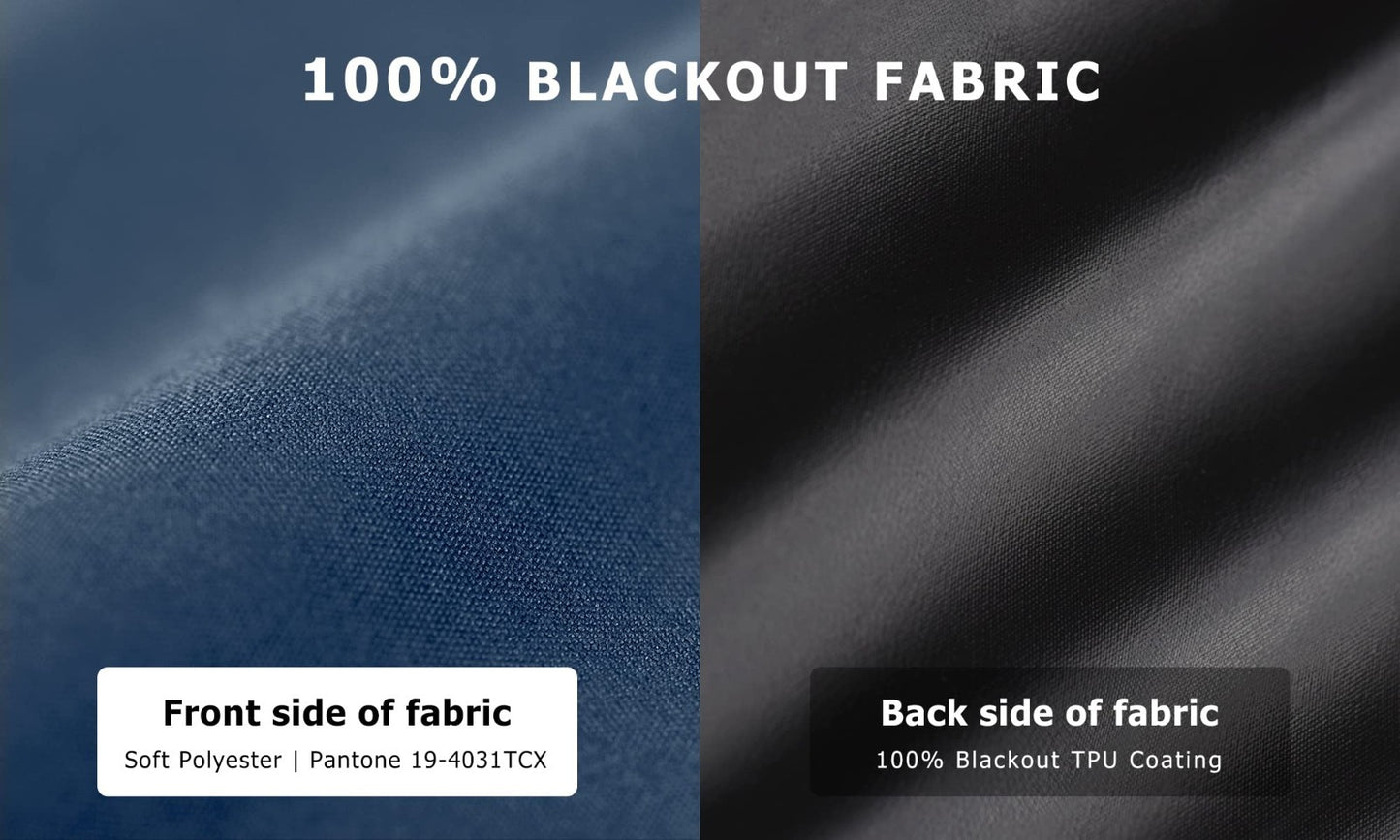 100% Blackout Roller Shades 48"x72" Navy Blue | Cordless No Drill Thermal Insula2