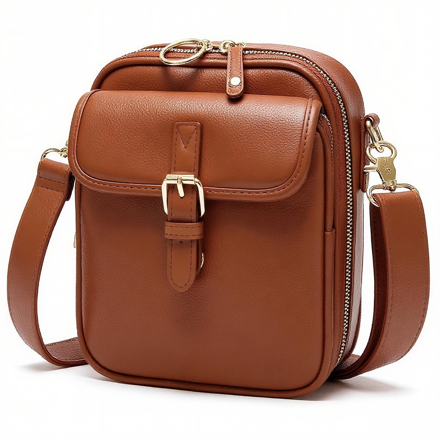 Vegan Leather Crossbody Bag for Women - Vintage Anti-Theft Messenger Purse with1