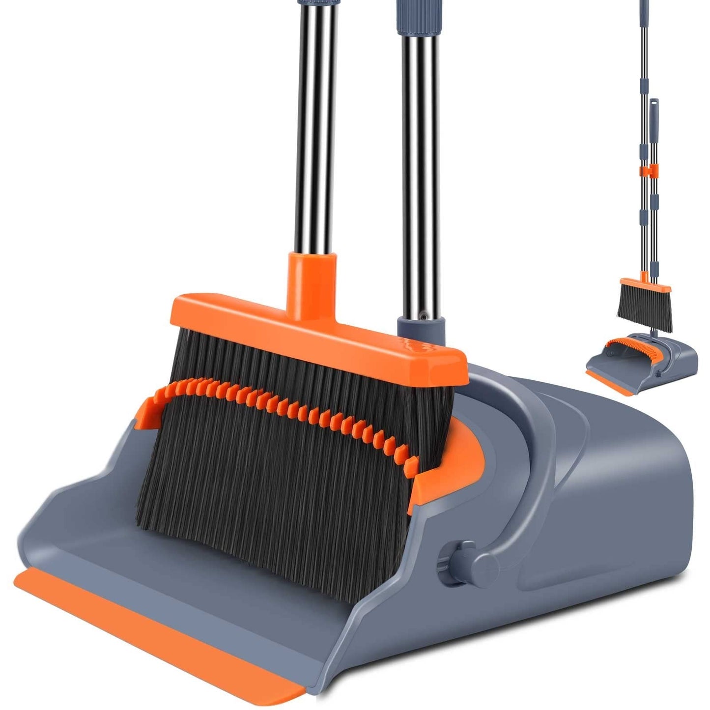 Self-Cleaning Broom & Dustpan Set with Teeth, Indoor/Outdoor Pet Hair Sweeper1