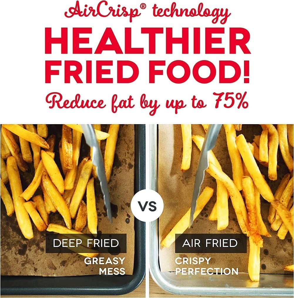 Compact Air Fryer with Adjustable Temperature Control - 2.6 Quarts - Nonstick Ba8