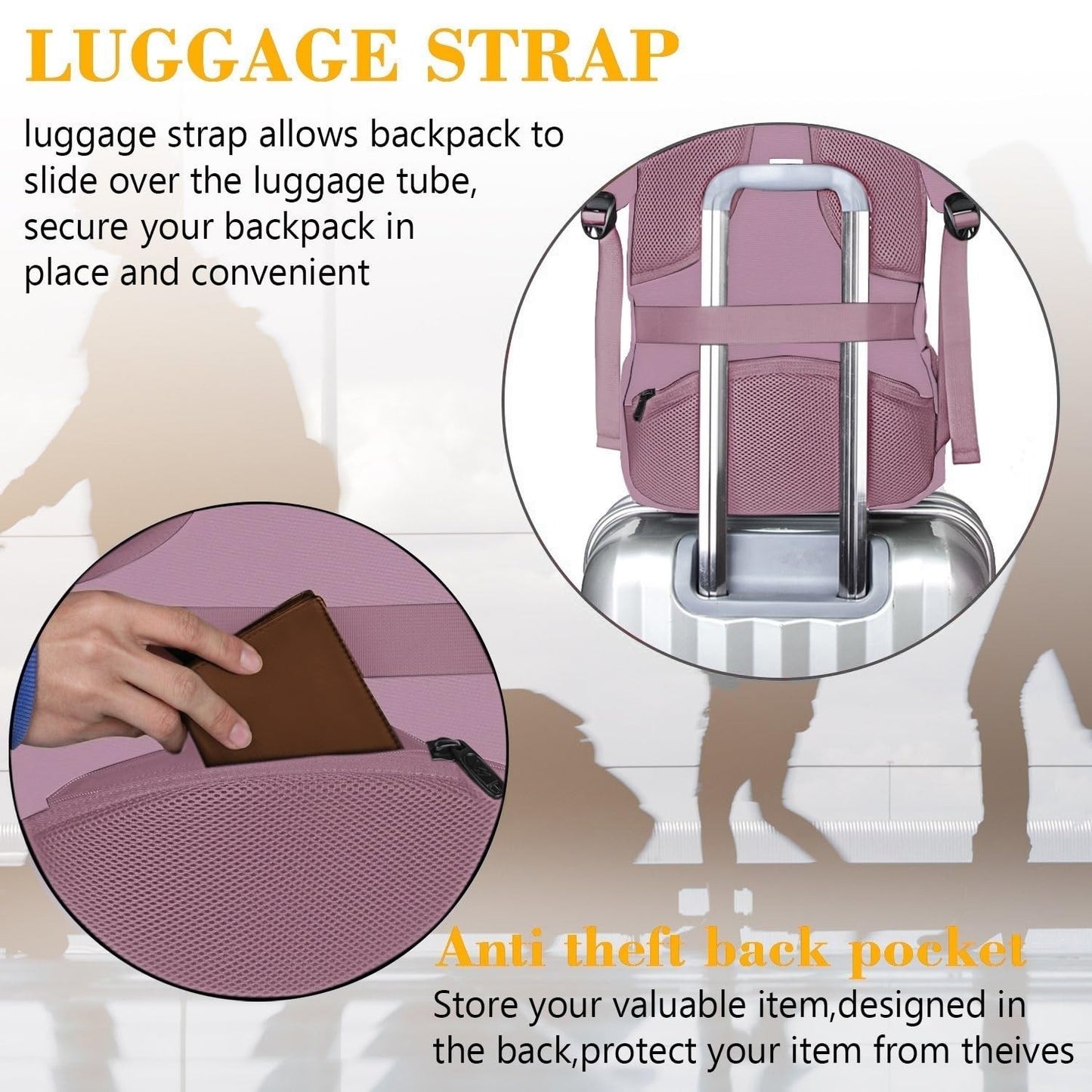 Dark Purple Underseat Backpack for 15.6" Laptop, Travel Personal Item Bag3
