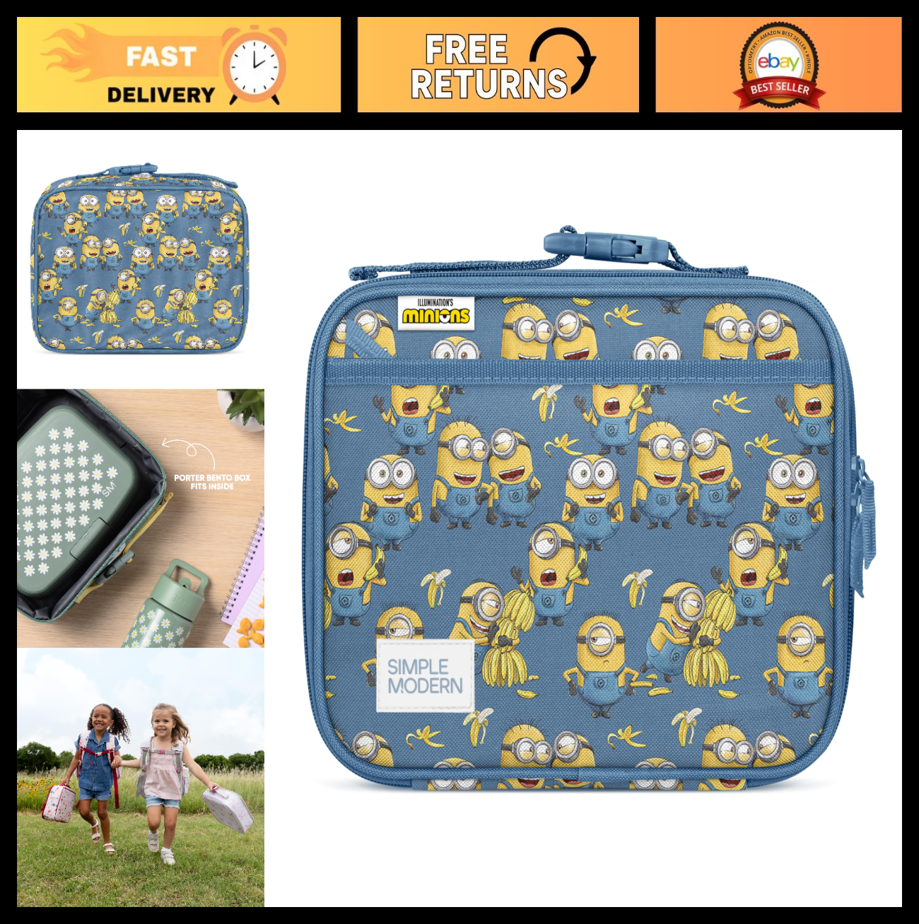 Insulated Kids Lunch Box & Bag Set | Cute Bento Box Holder for School, Toddlers0