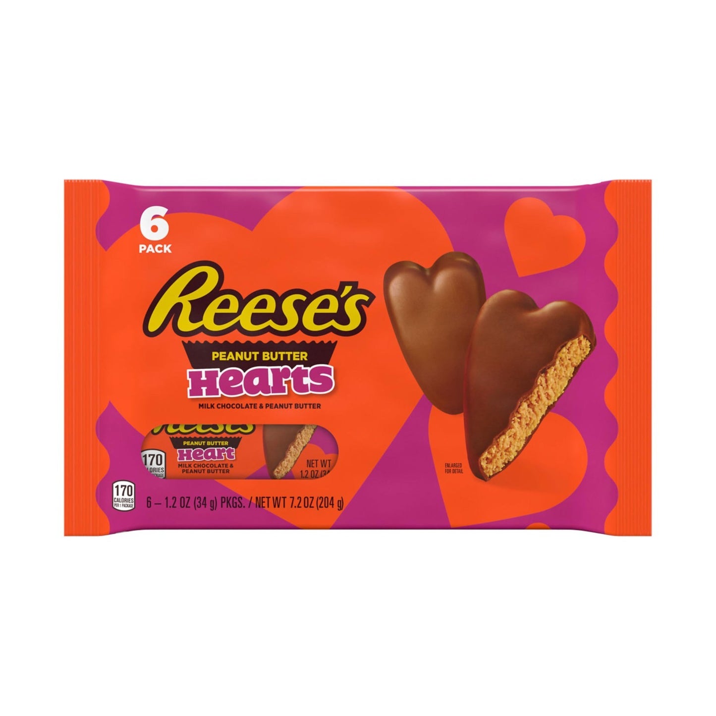 Milk Chocolate Peanut Butter Hearts Candy Packs - 1.2 oz (6 Count) Treats2