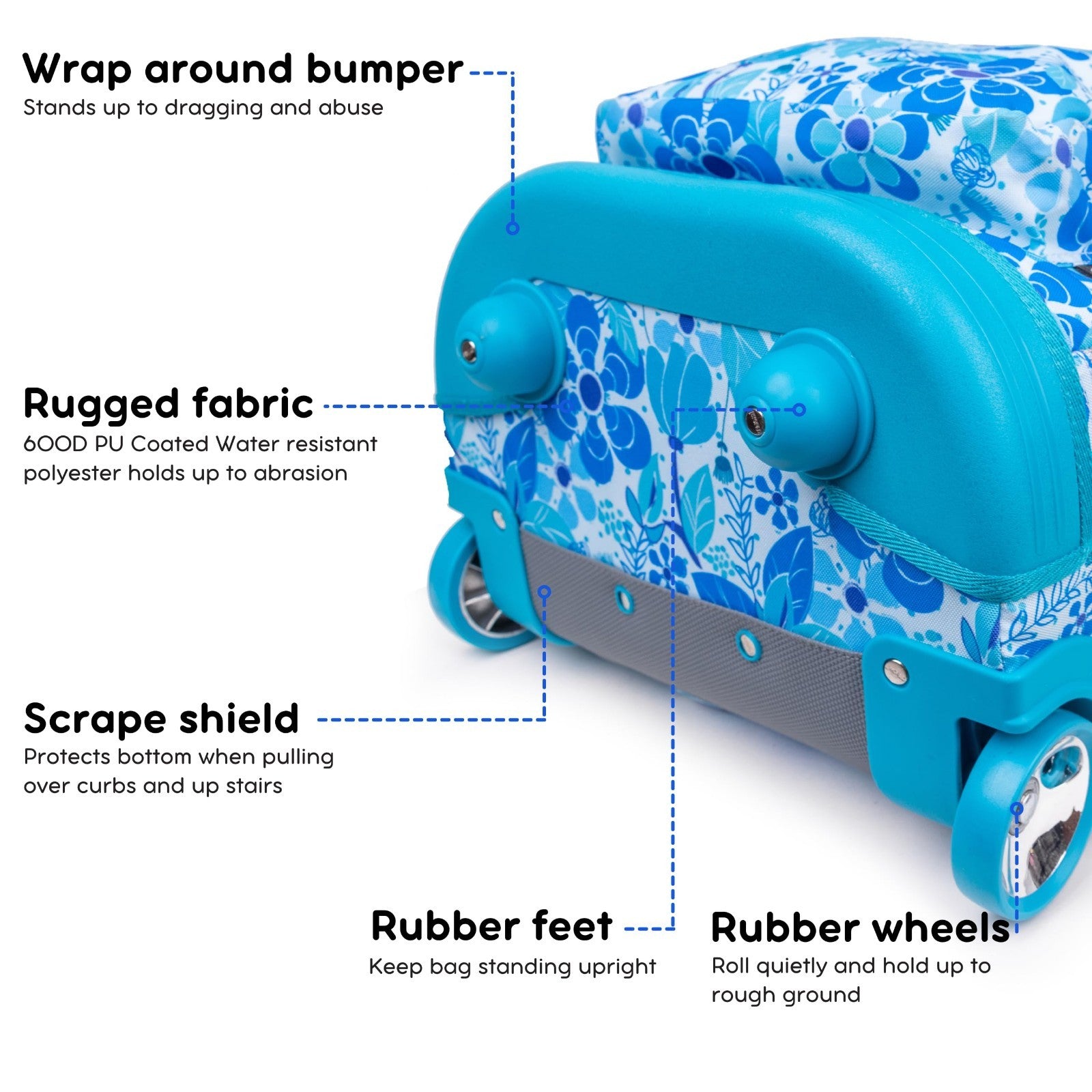 Kids Rolling Backpack with Wheels, School Roller Bookbag for Boys & Girls, 18"x14