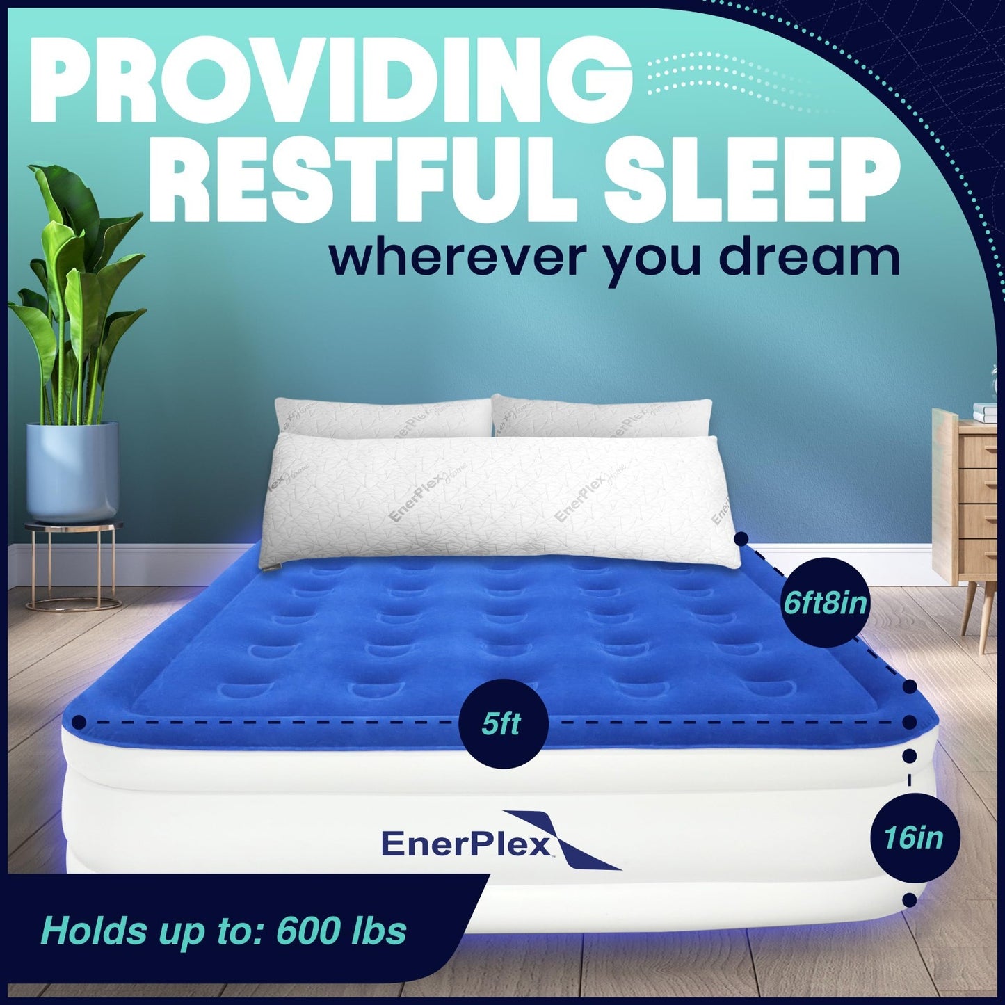 Self Inflating Air Mattress with Built in Pump & Neck Support   Portable Inflata3