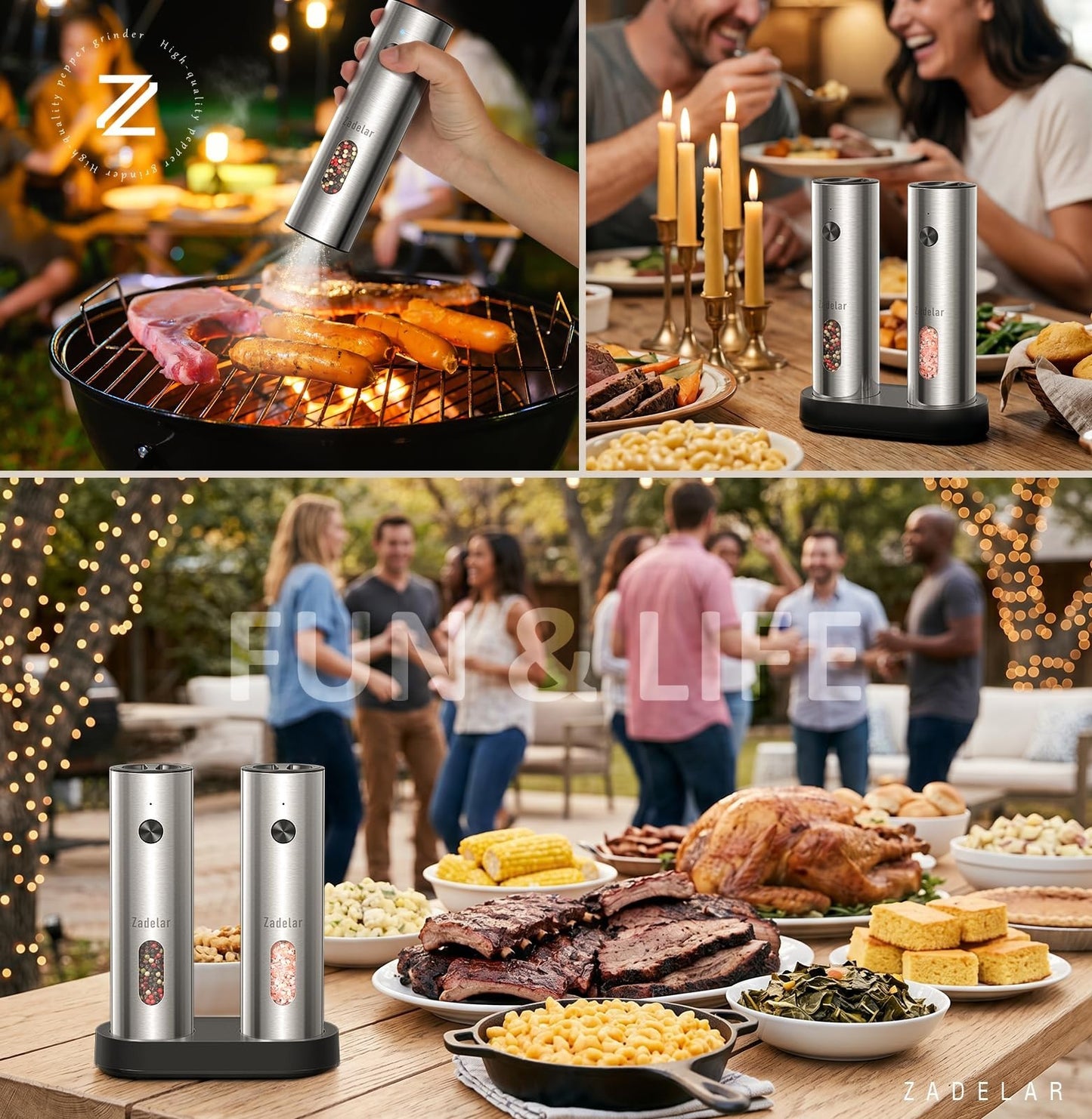 Rechargeable Electric Salt & Pepper Grinder Set   USB C, Adjustable Coarseness,7