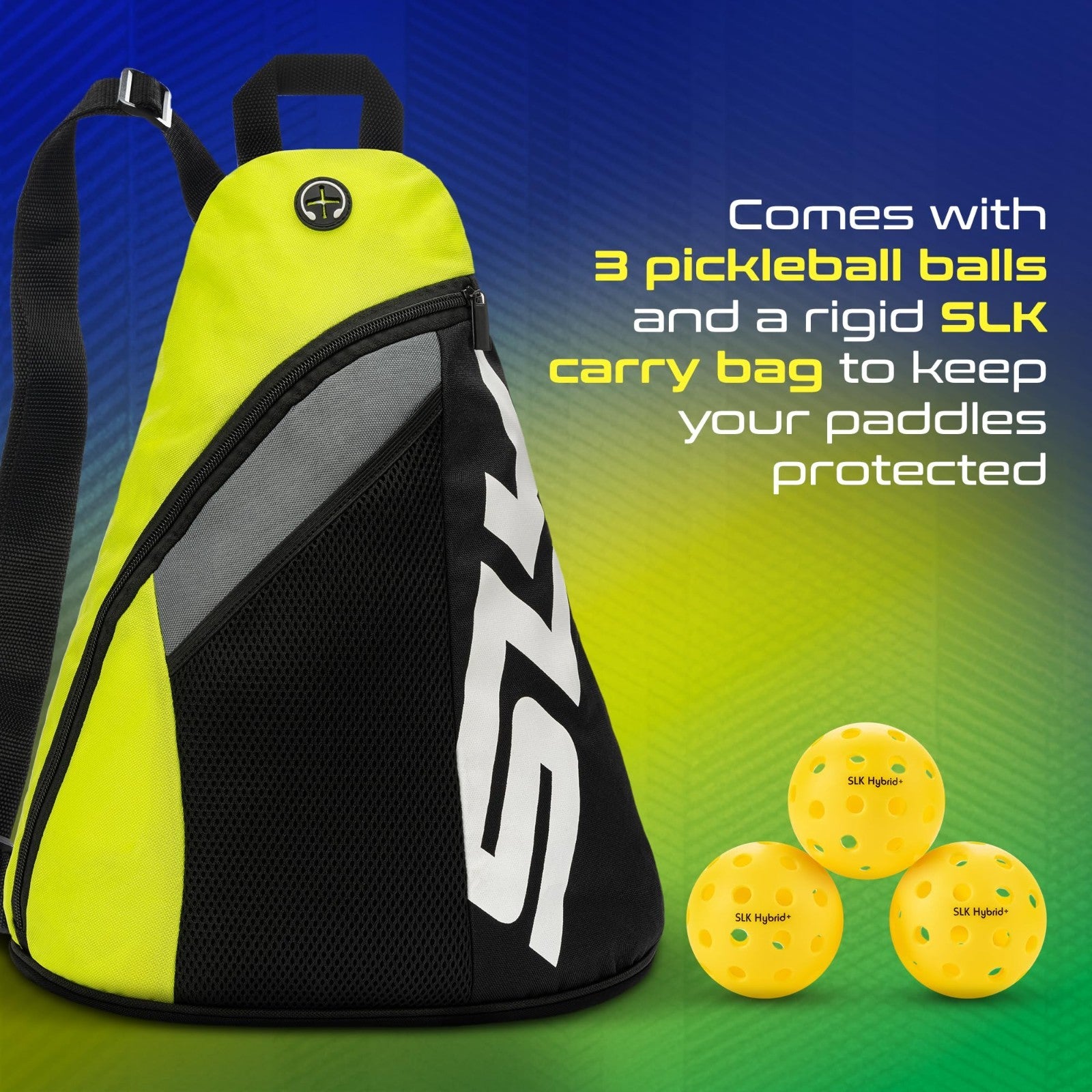 Set of 2 Pickleball Paddles with Pickleballs & Sling Bag | Graphite/Fiberglass R5