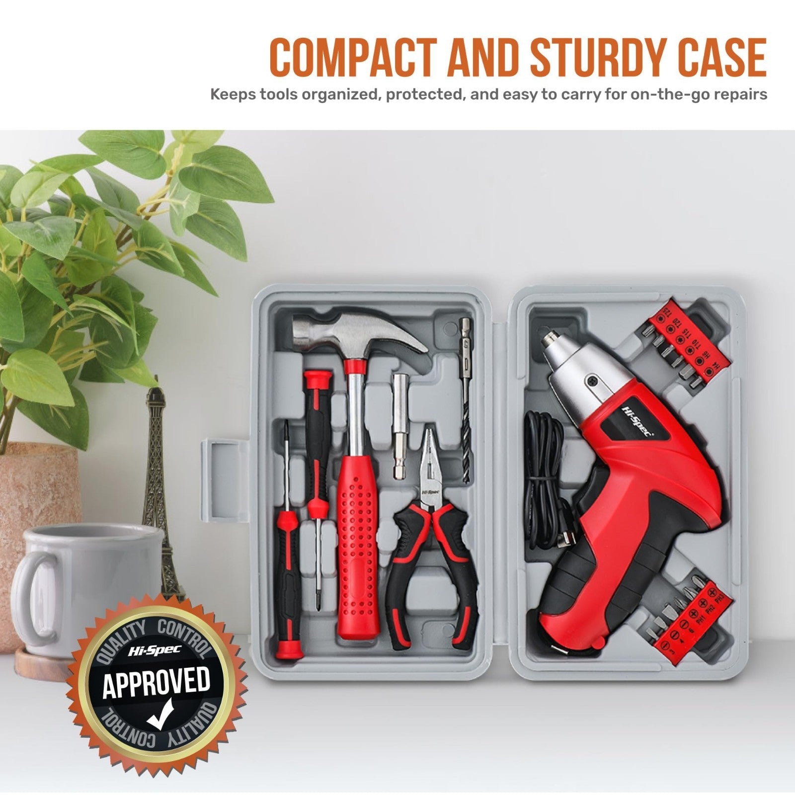 Compact 19pc USB Power Screwdriver & DIY Tool Kit   LED, Quick Fixes, Organized6