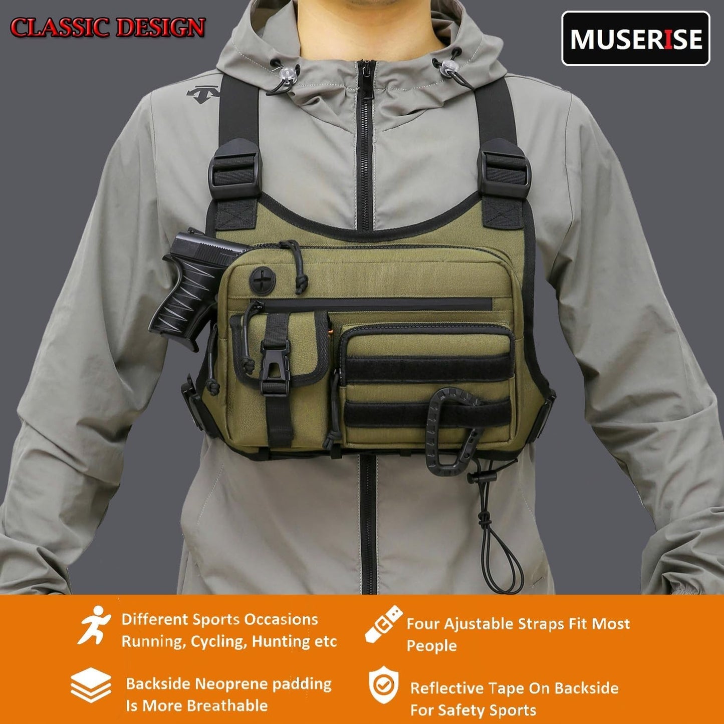 Tactical Chest Bag for Men & Women - Outdoor EDC Pack for Running, Cycling, Work8