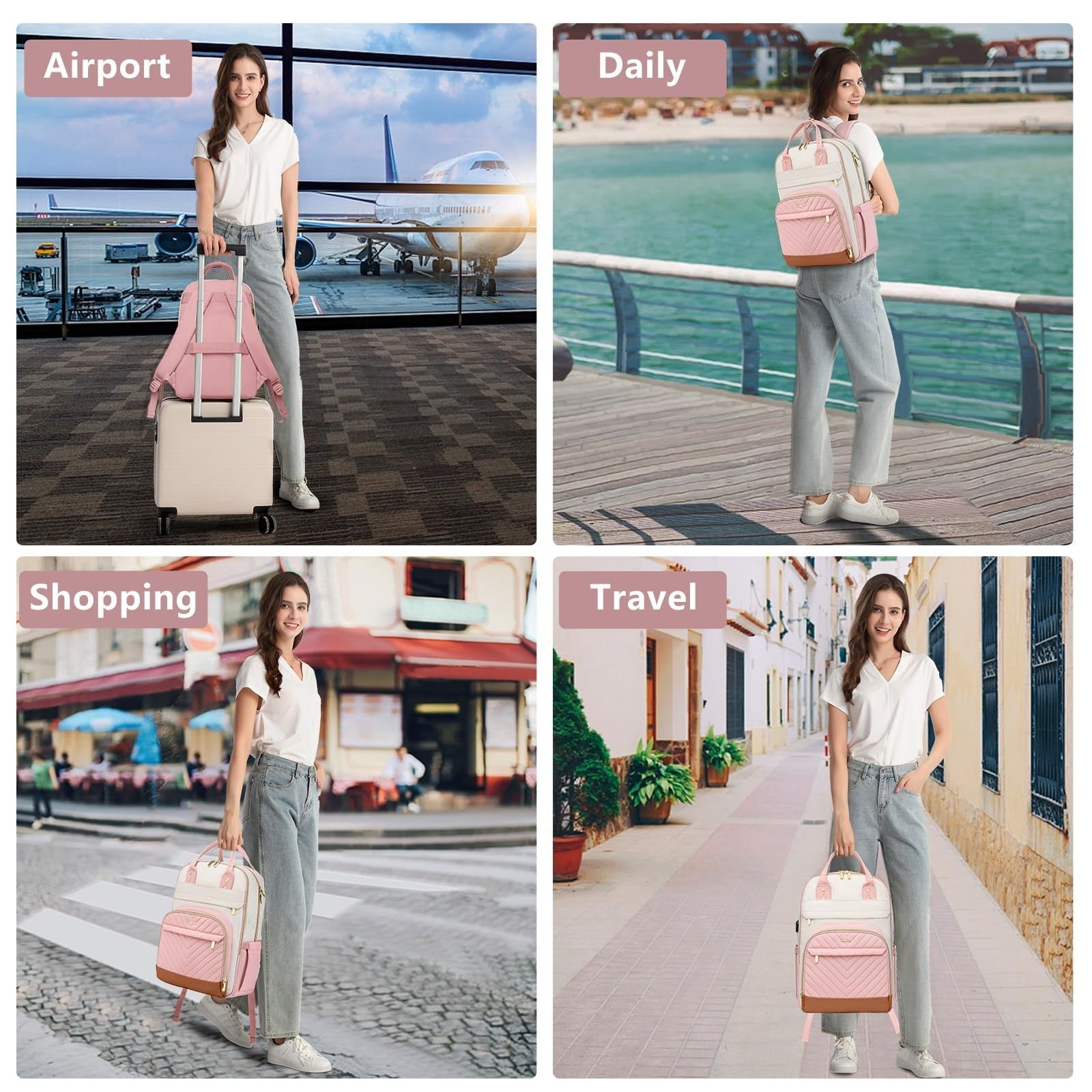 Stylish Waterproof School Backpack for Women & Teens   15.6" Laptop Bag with USB5